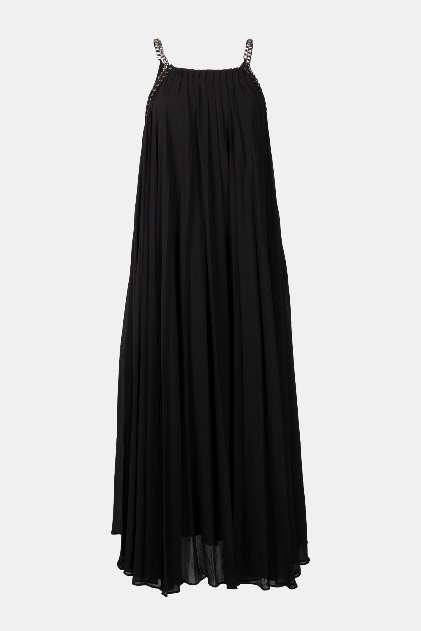 PLEATED CHAIN MIDI DRESS BLACK 3
