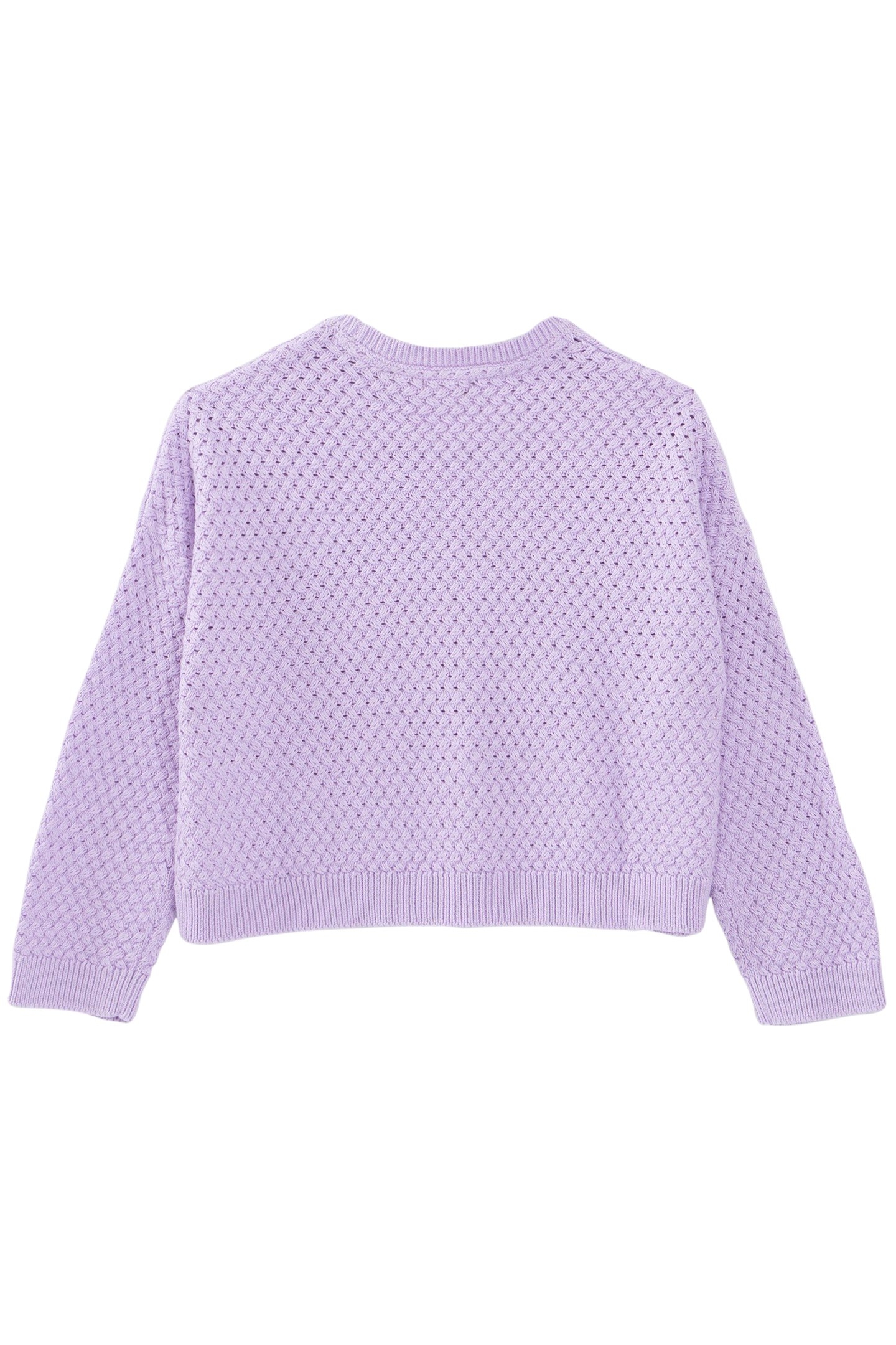 GIRLS' LILAC CROSS STITCH KNIT SWEATER 2