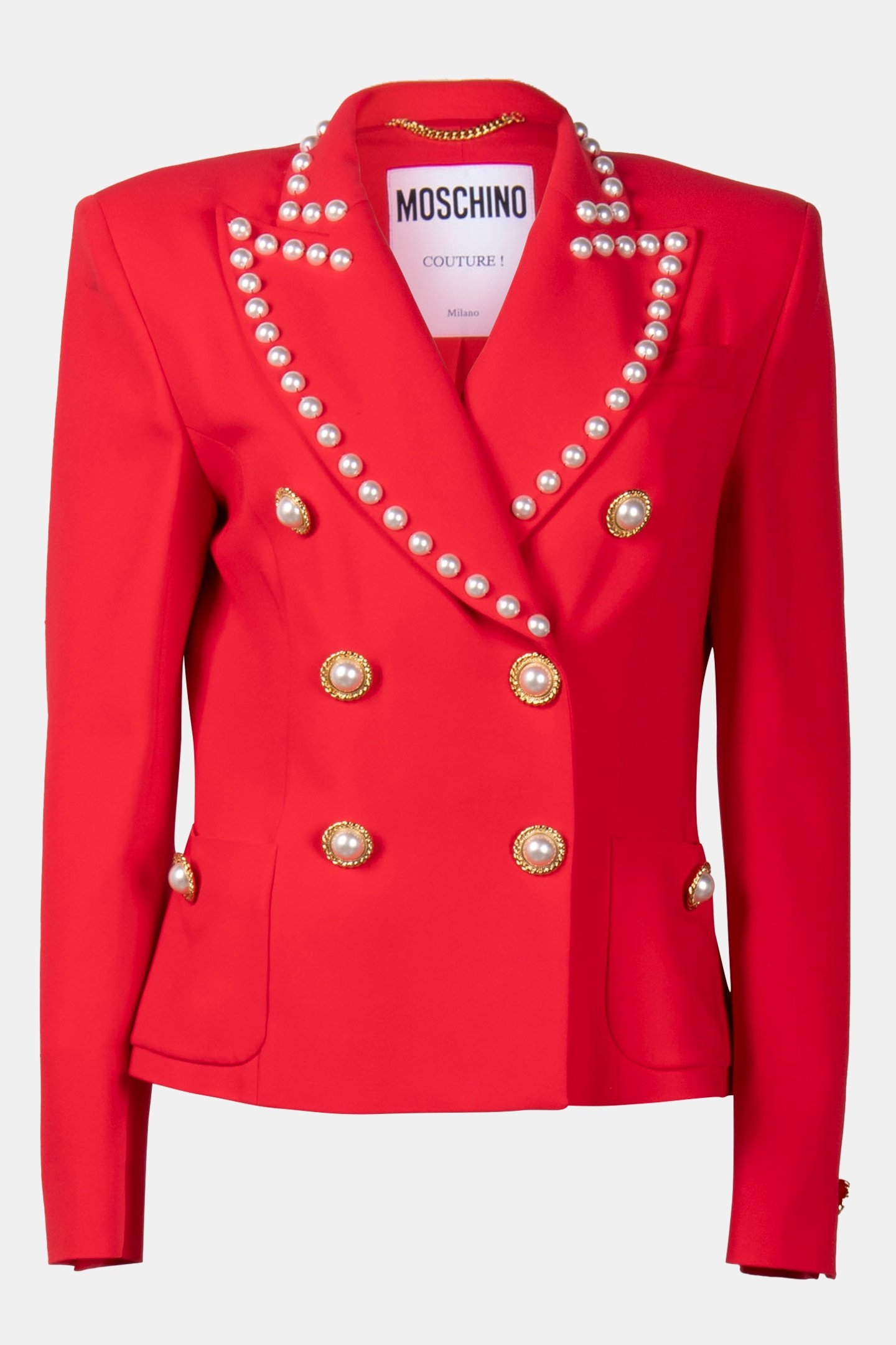PEARL BUTTONS STRETCH CADY JACKET RED 3