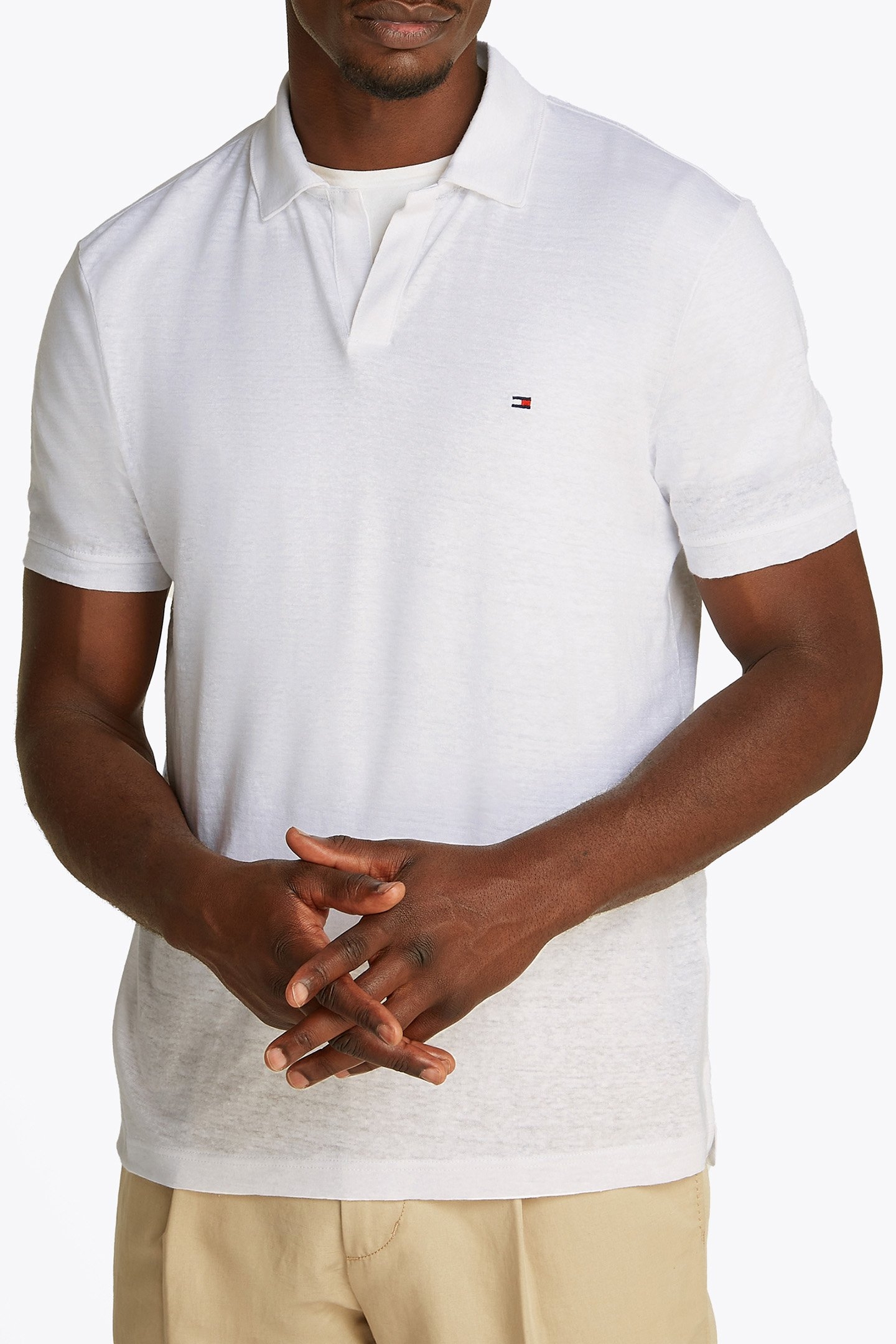 PURE LINEN REG POLO WHITE 1