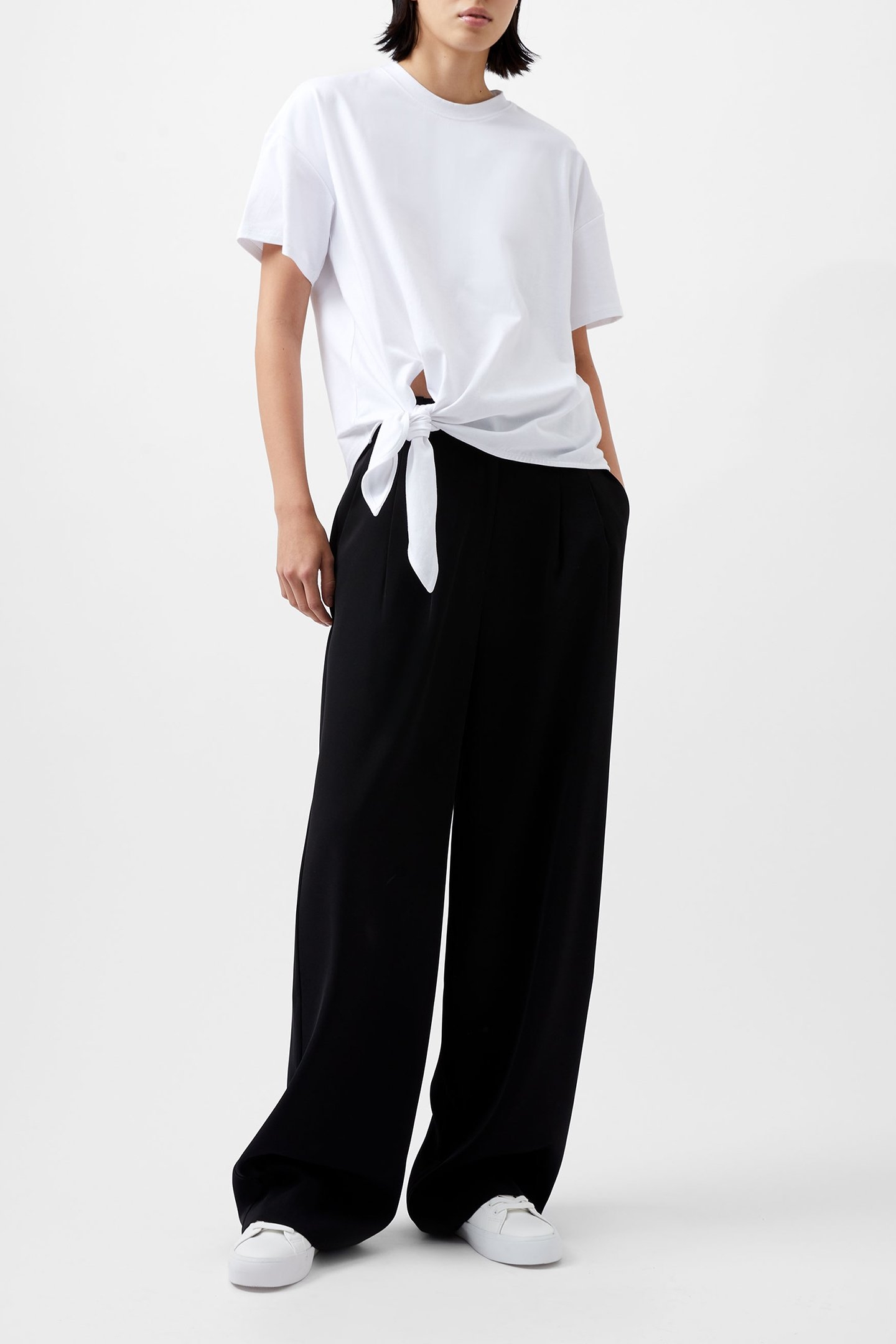 RALLIE TIE DETAIL T SHIRT LINEN WHITE 2