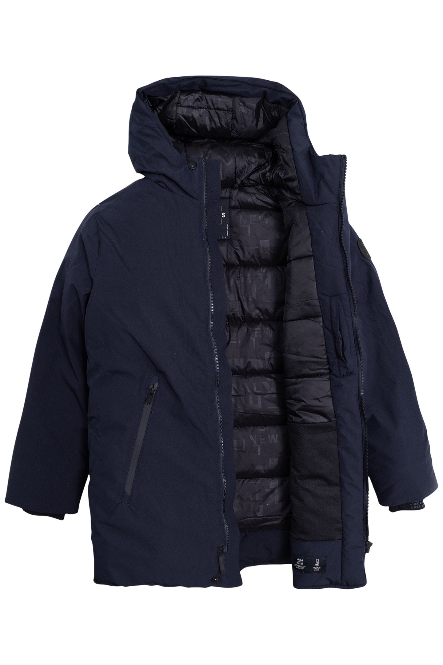 BOYS' NAVY PARKA WITH QUILTED INTERIOR 3