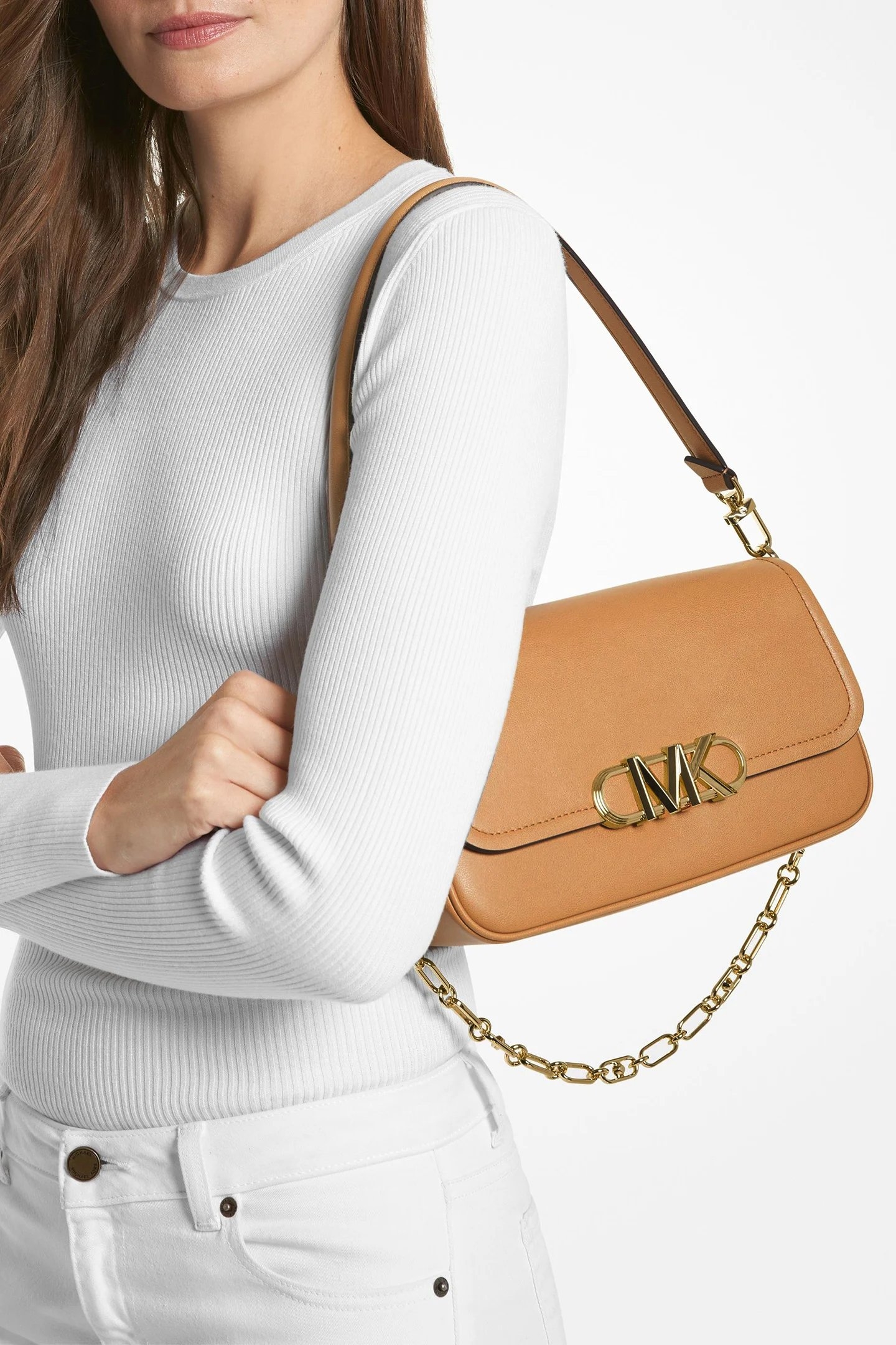 SMALL LEATHER SHOULDER BAG IN LIGHT TAN 2