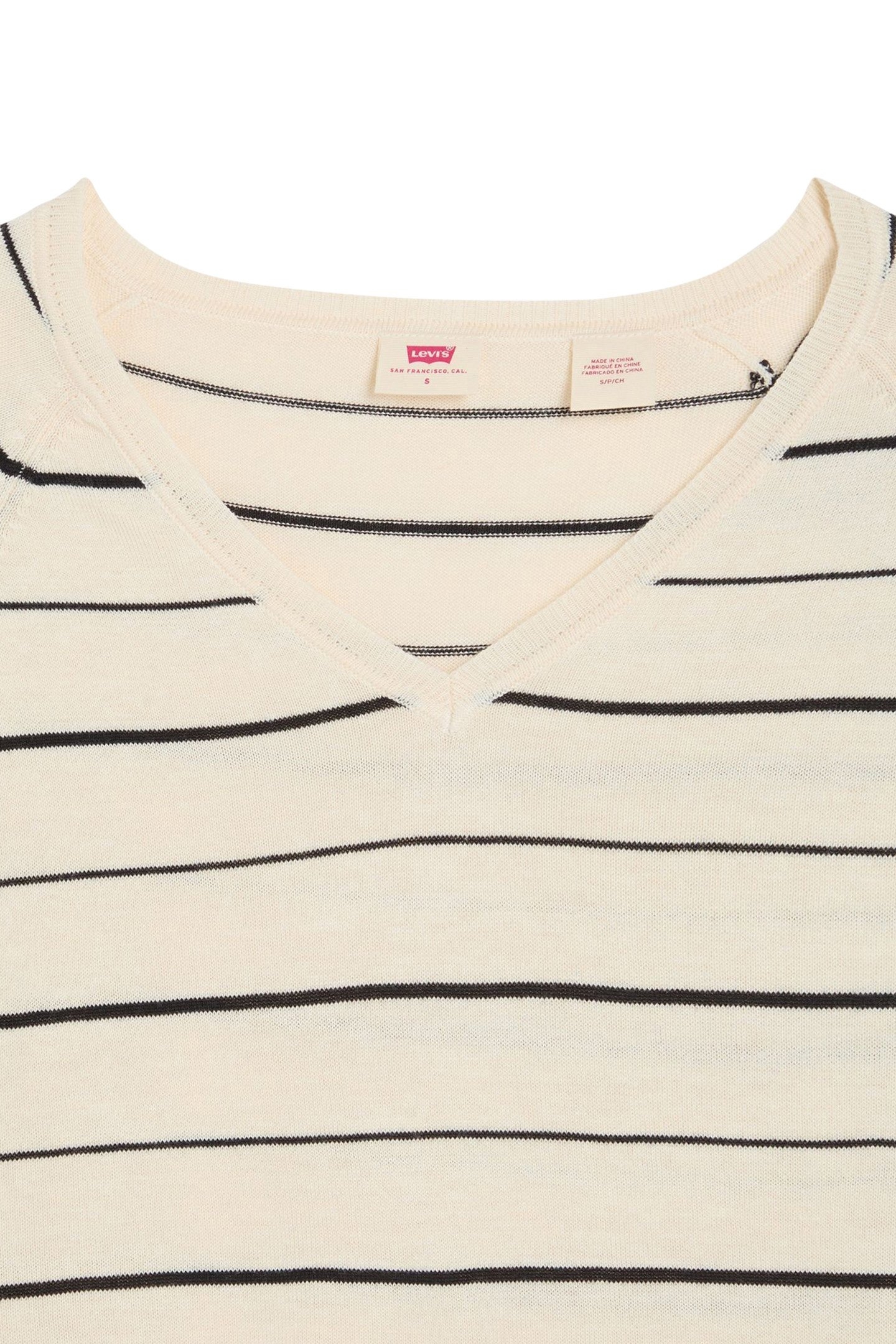 PETAL VNECK SWEATER OLYMPIC STRIPE WHITE 7