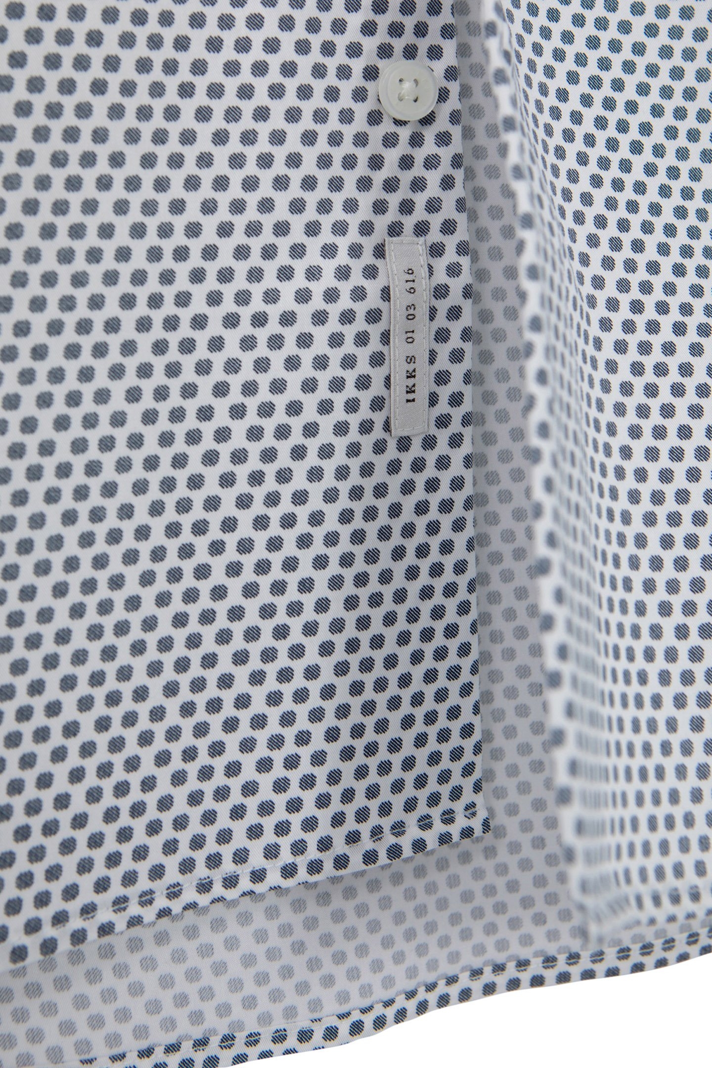 OFF-WHITE SLIM SHIRT WITH NAVY POLKA DOT PRINT 7