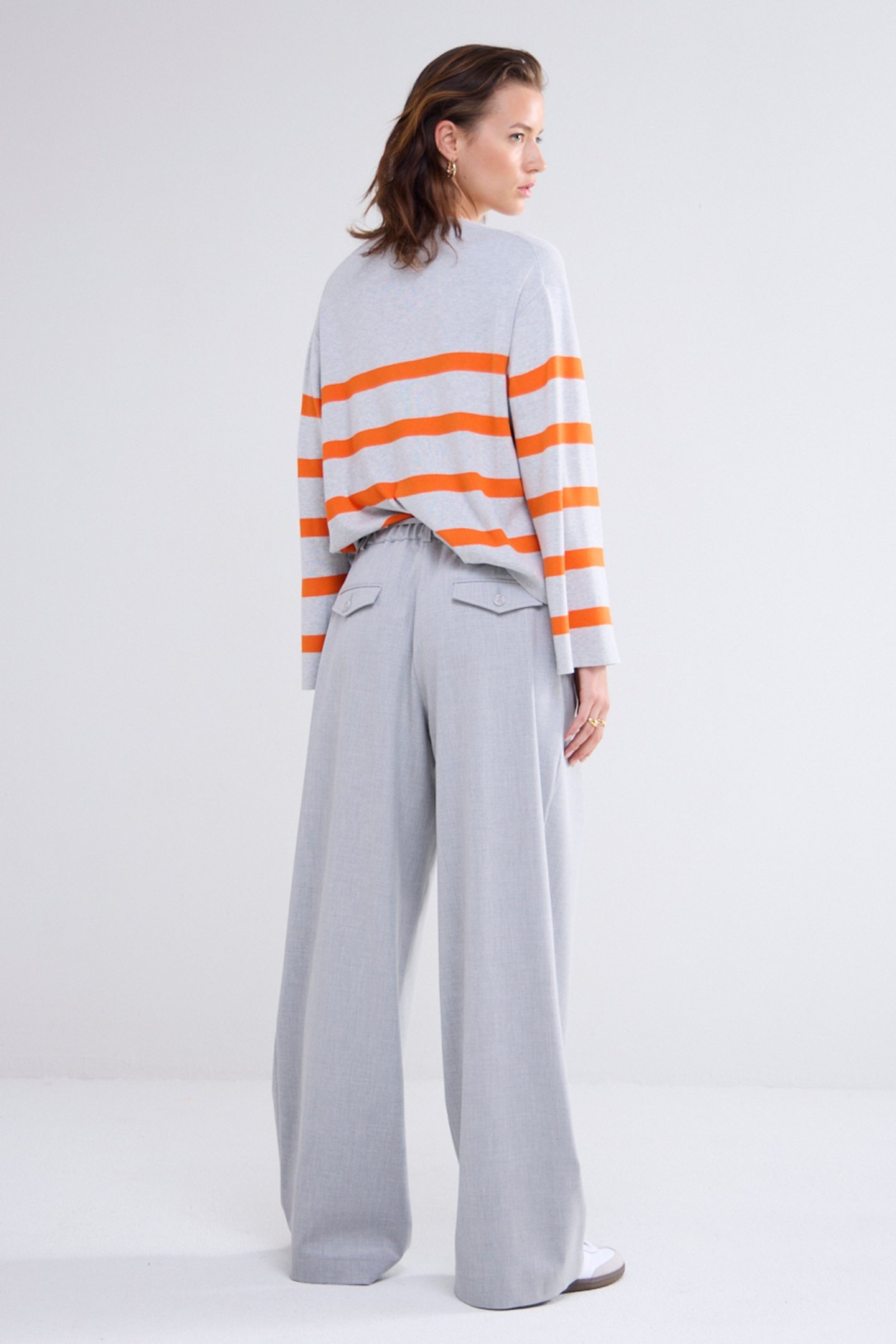 TROUSERS WIDE LEG VISCOSE BLEND STRETCH GREYS 2