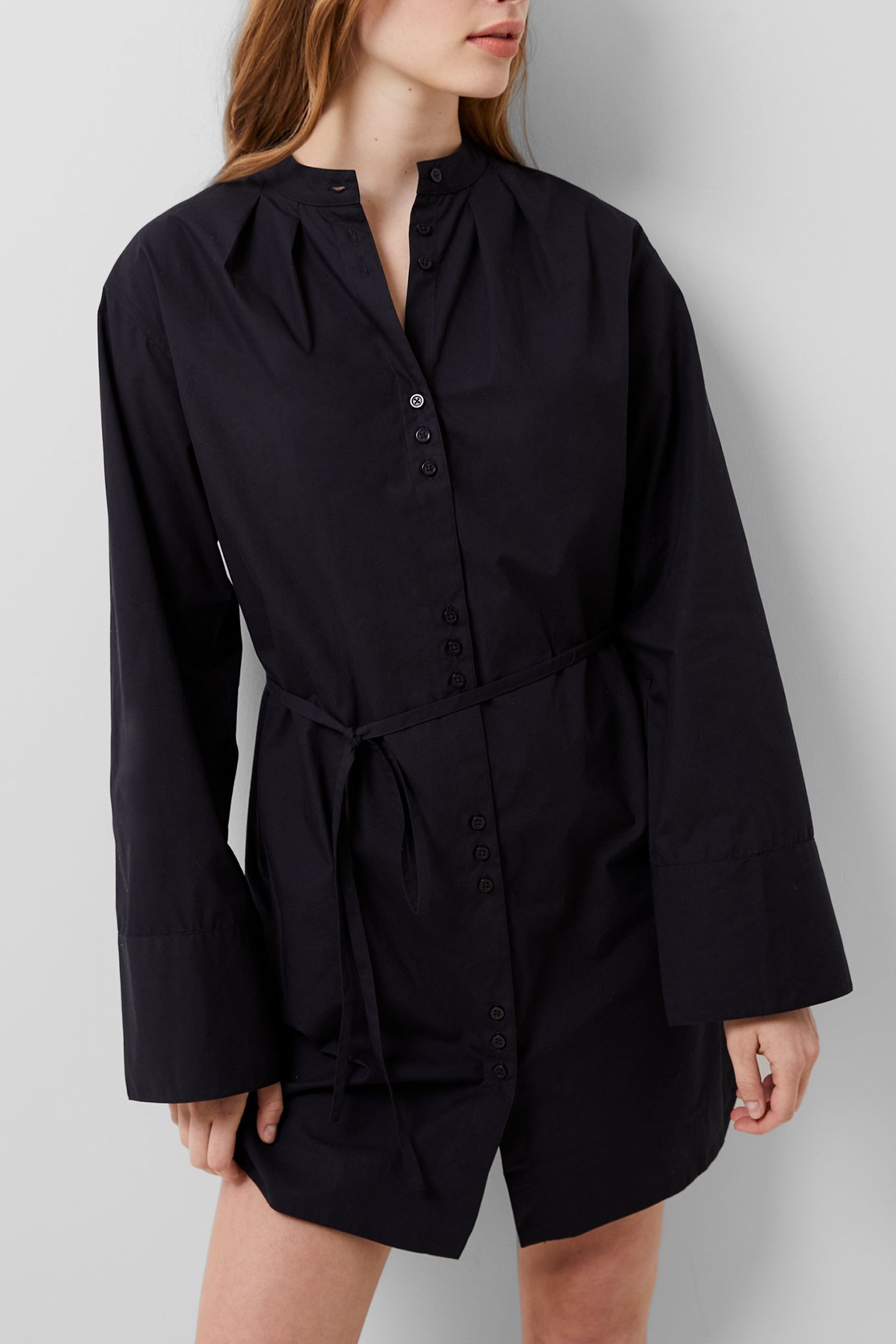 ALISSA COT WIDE SLV SHIRT DRES BLACKOUT 1