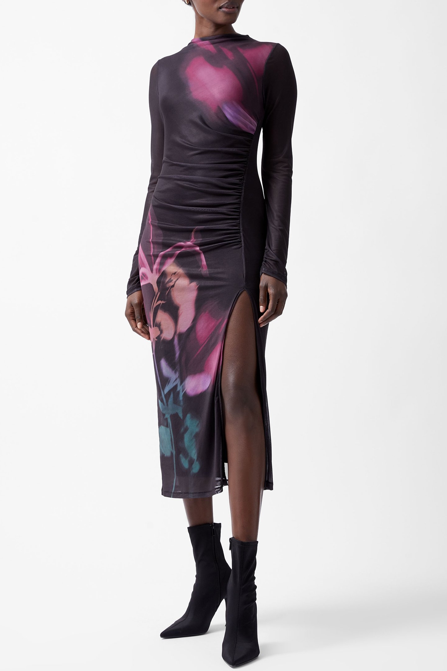 SMOKEY PLACEMENT FLORAL DRESS BLACKOUT MULTI 1