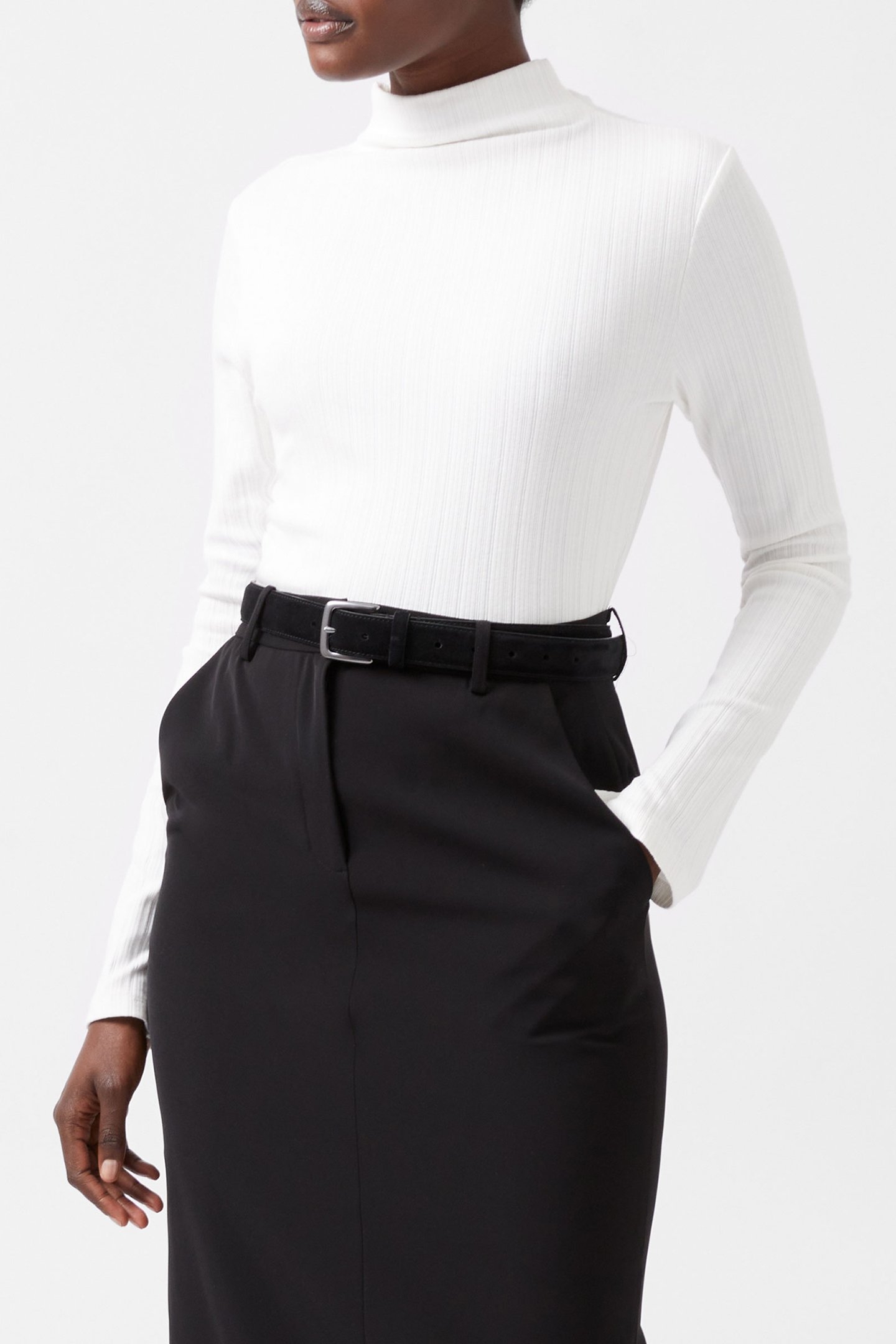 SASIA RIB LONG SLEEVE TOP WINTER WHITE 1