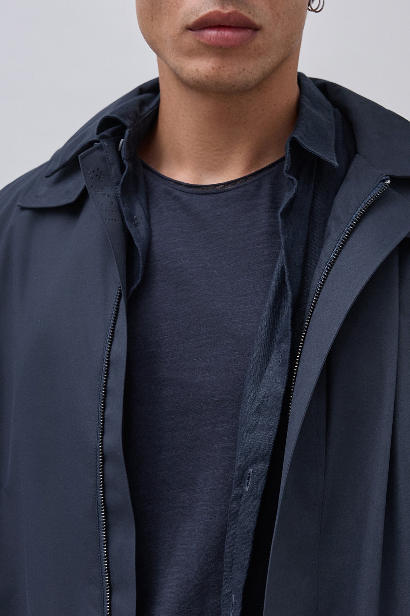 NAVY TRENCH COAT WITH DETACHABLE HOOD 4