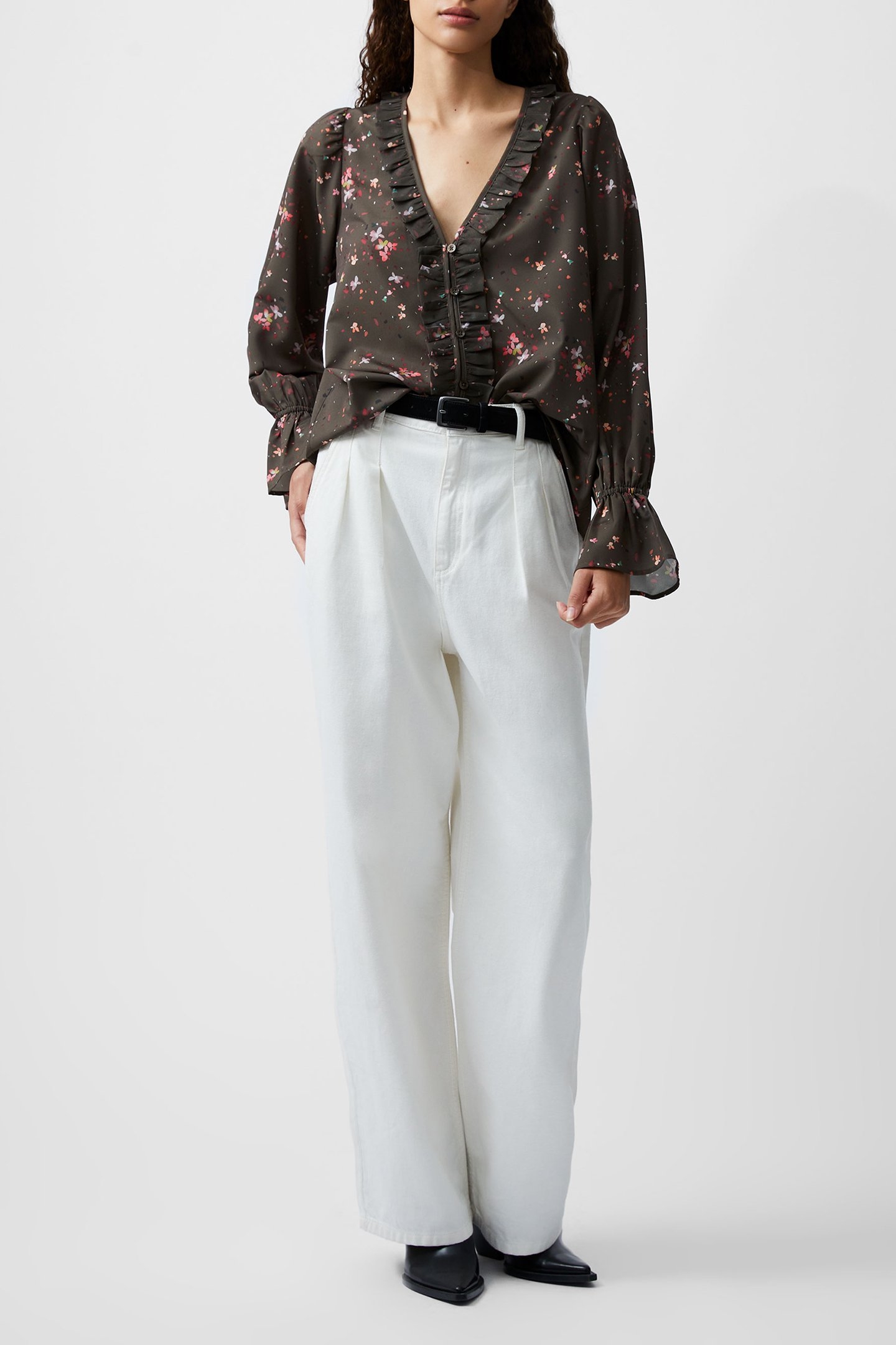 CARINA ABENY CREPE TOP OLIVE NIGHT MULTI 2