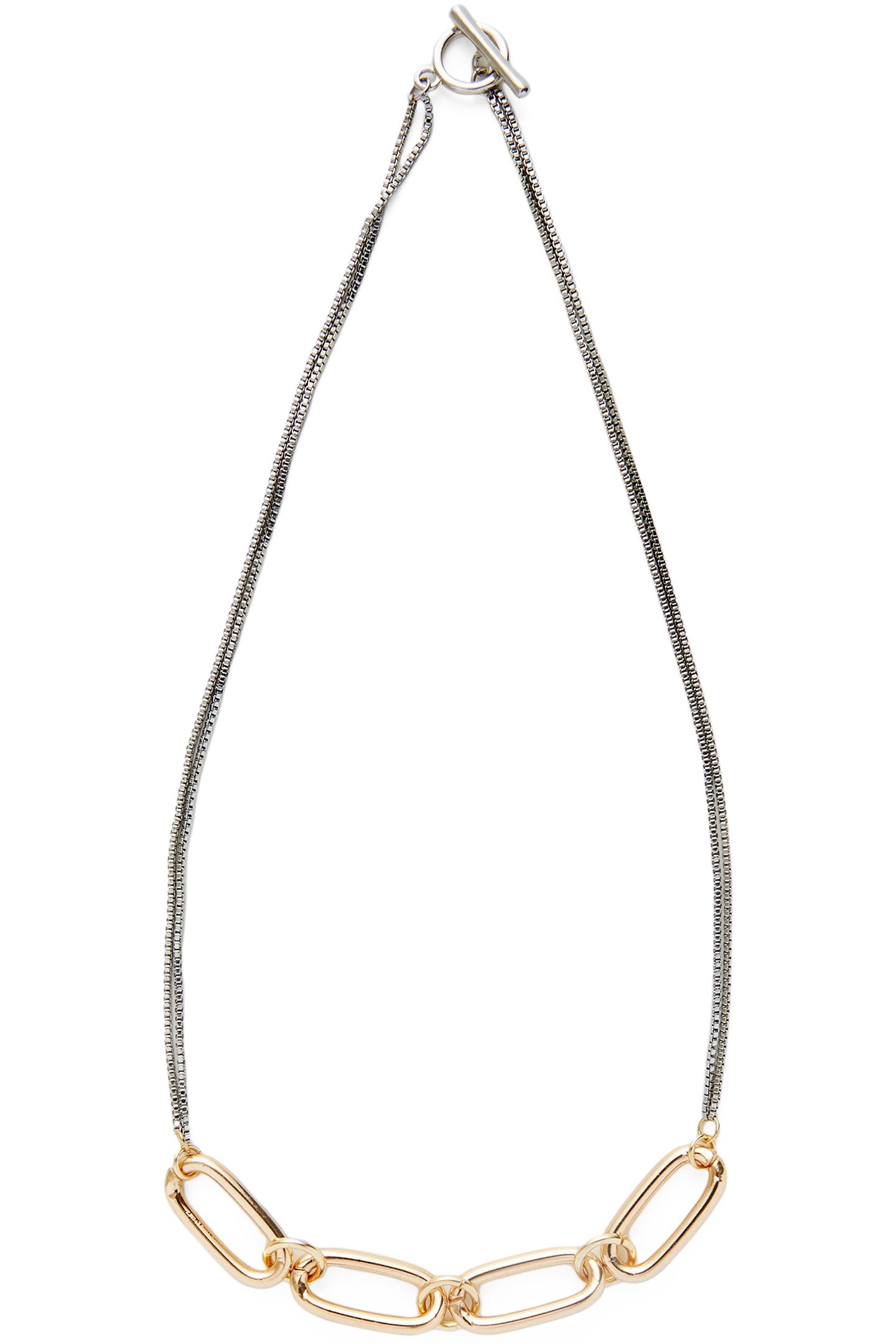 LARGE CHAIN LINK NECKLACE SILVER/GOLD 1