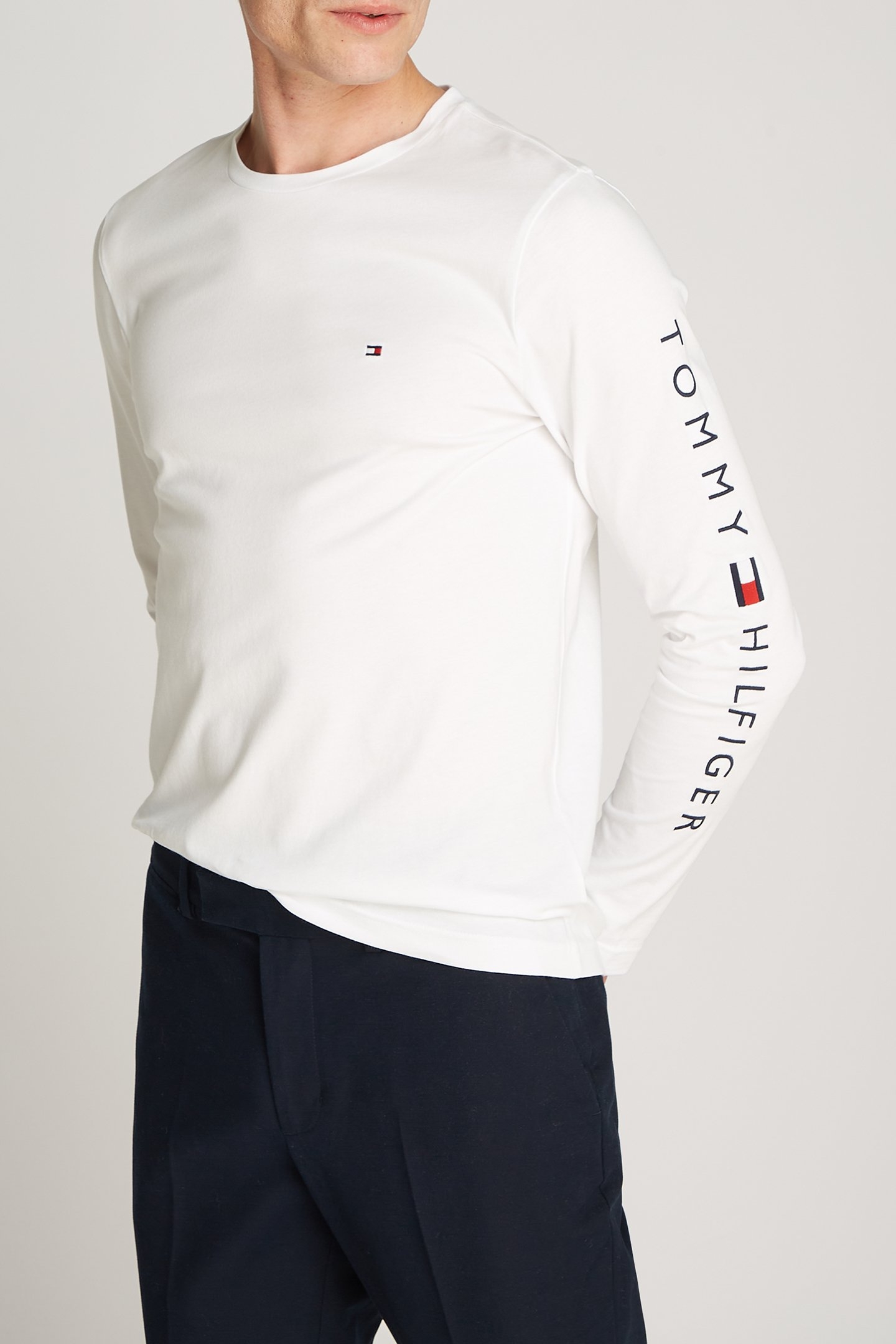 TOMMY LOGO LONG SLEEVE MEDIUM FIT SHIRT WHITE 1