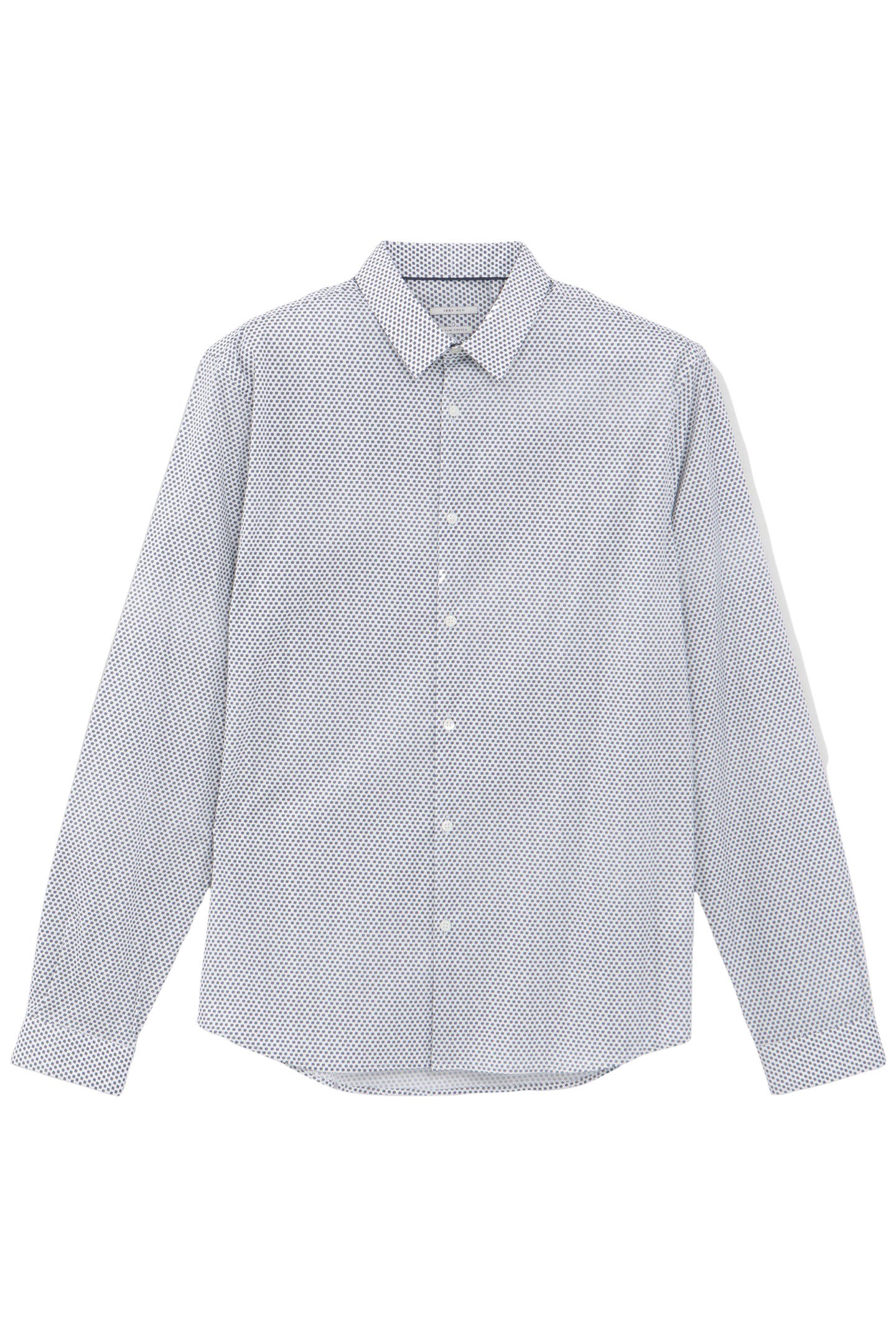 OFF-WHITE SLIM SHIRT WITH NAVY POLKA DOT PRINT 4