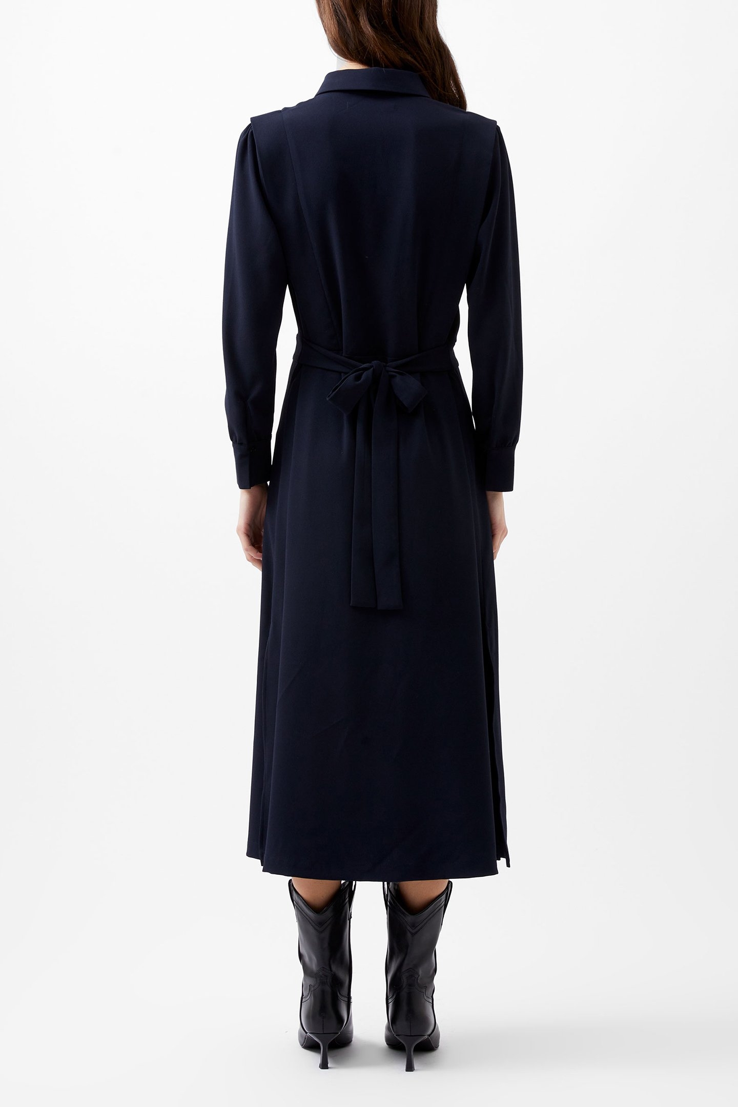 BRINA CREPE BUTTON DOWN DRESS MARINE 2