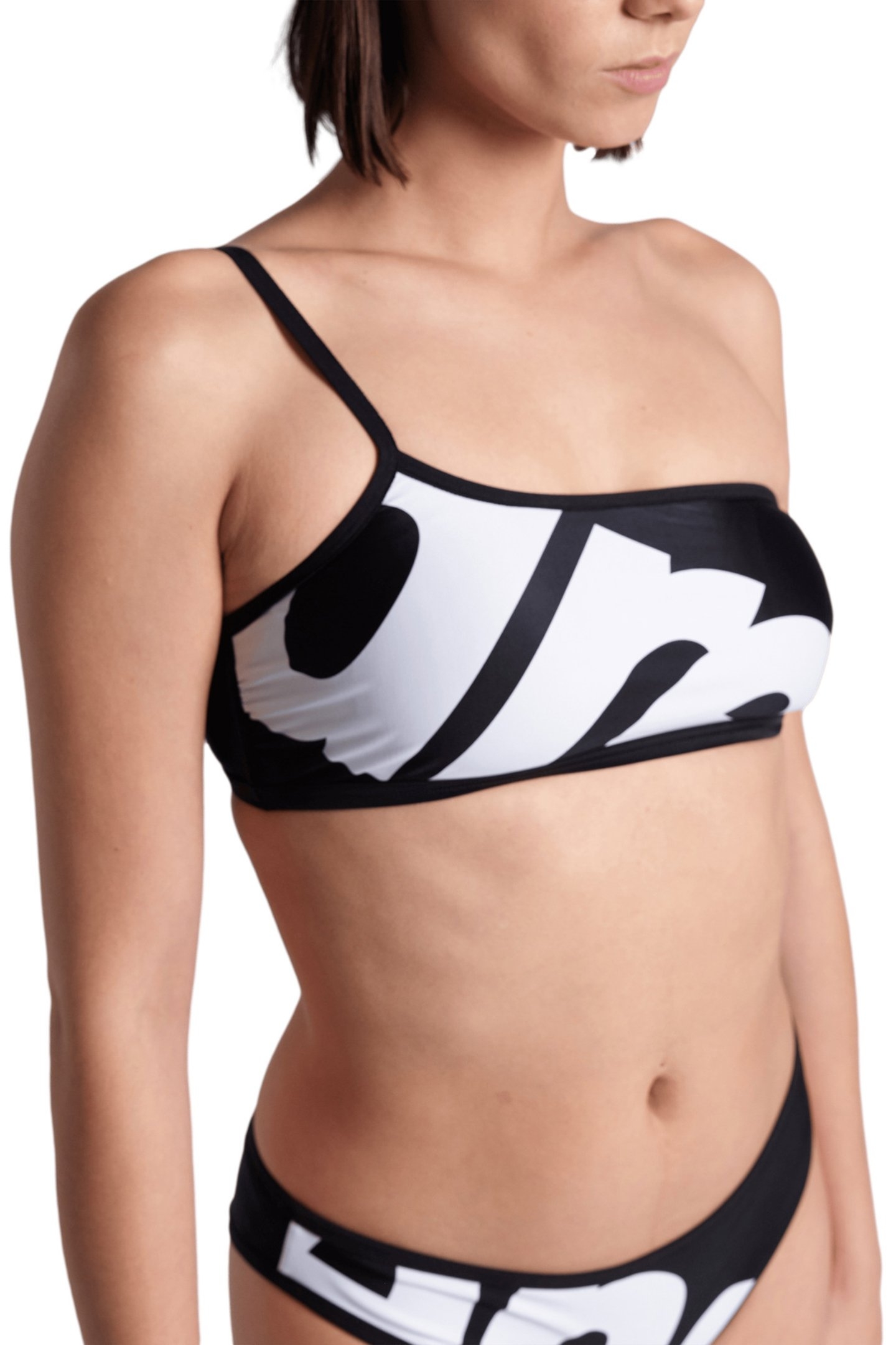 WOMEN'S ARENA LOGO SINGLE SHOULDER BIKIN WHITE MULTI-BLACK-B 6