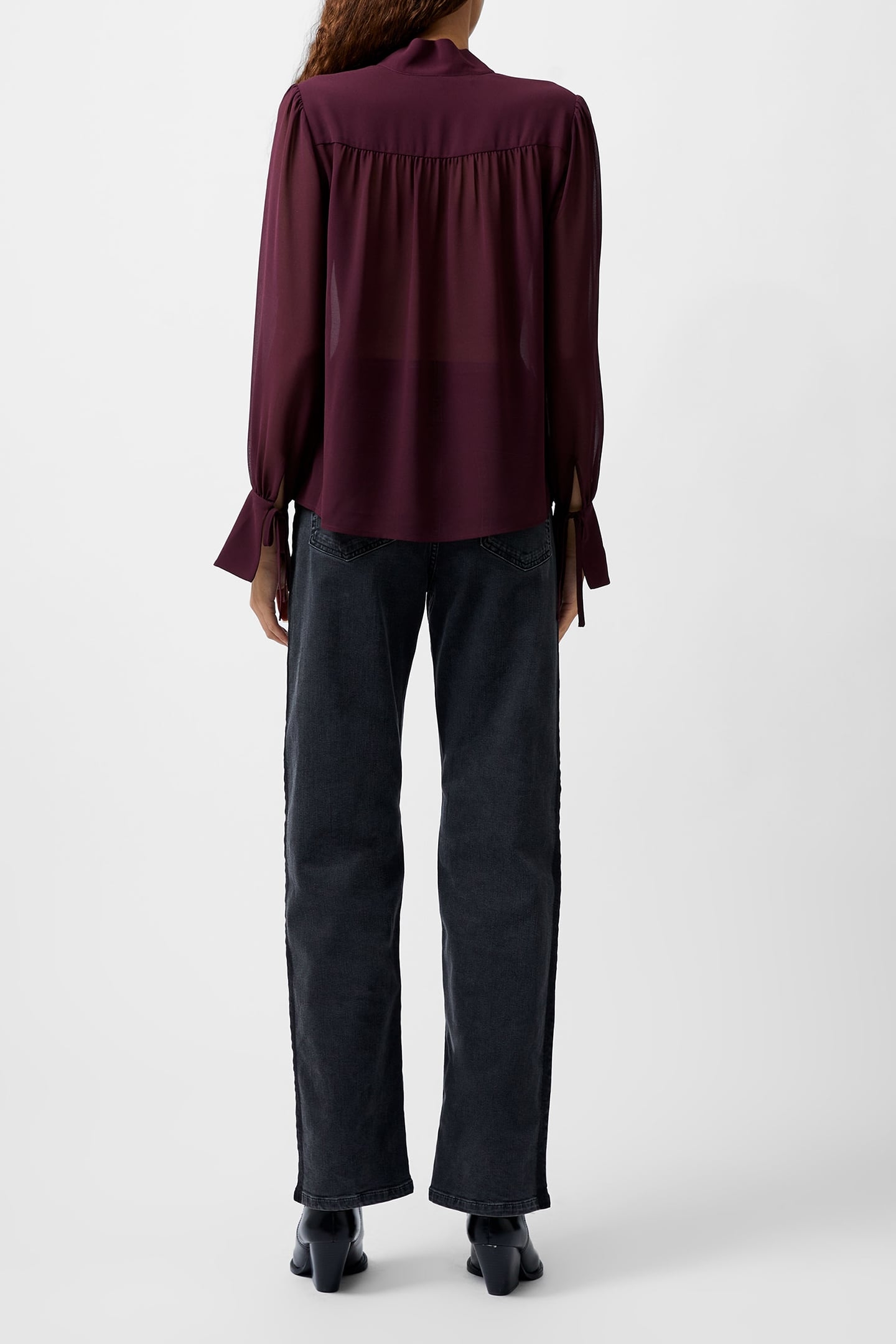 EDEN GGT LS TIE NK BLOUSE BURGUNDY RED 4