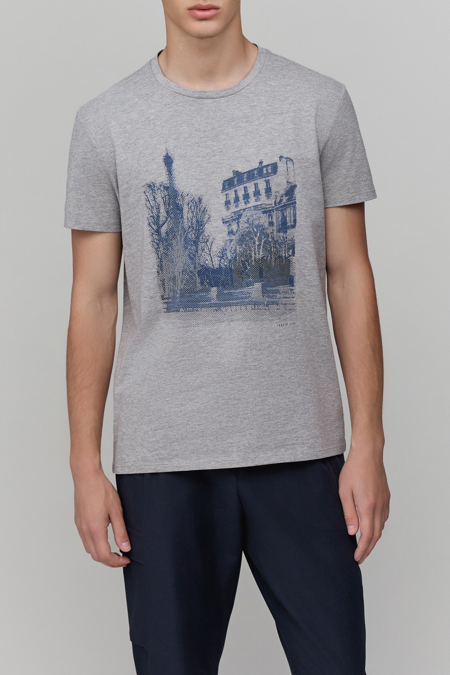 ORGANIC COTTON GREY T-SHIRT PARIS HOMME 1
