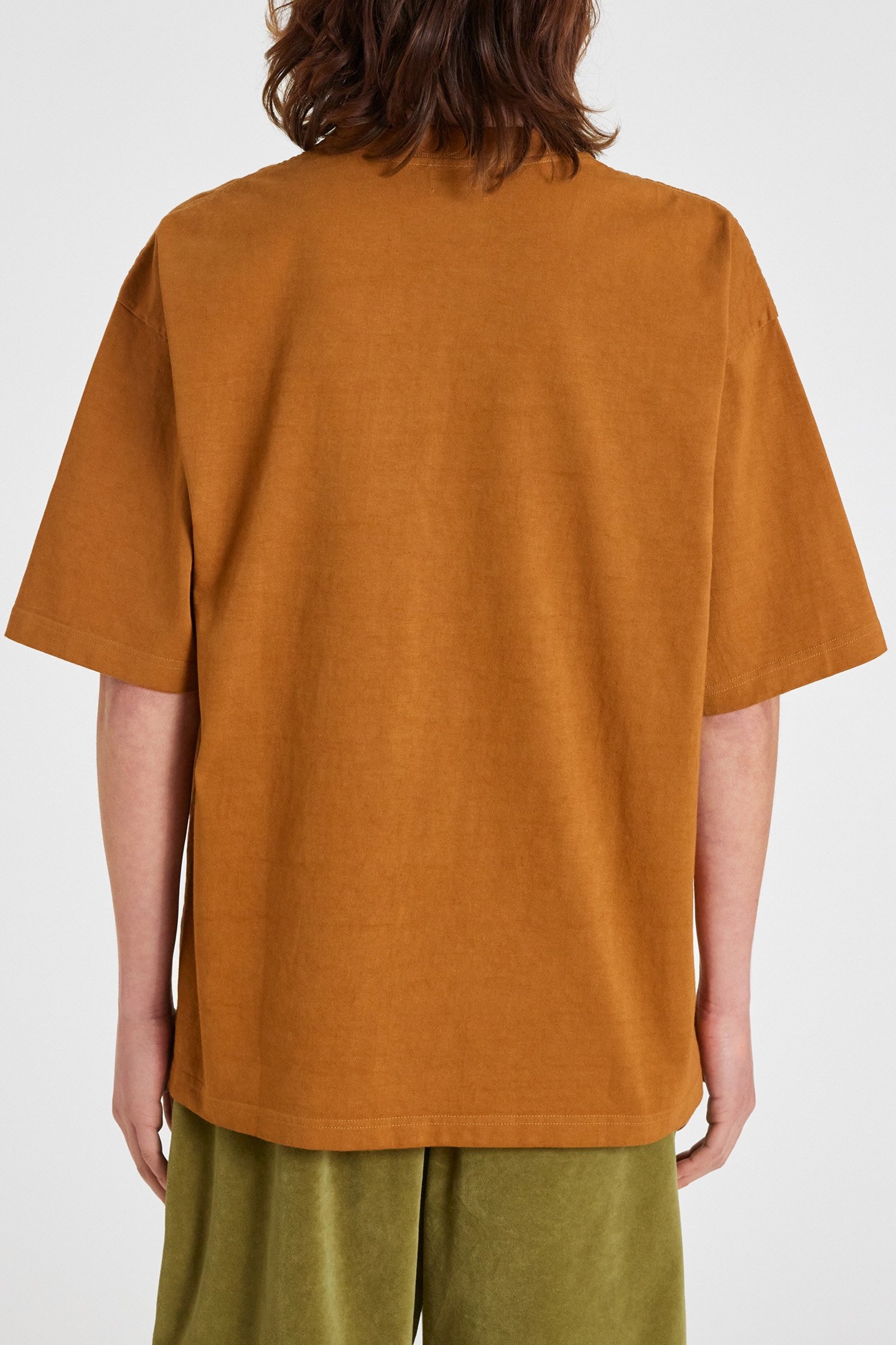 MENS ORANGE TSHIRT FISHING LINE PRINT OCHRE 2