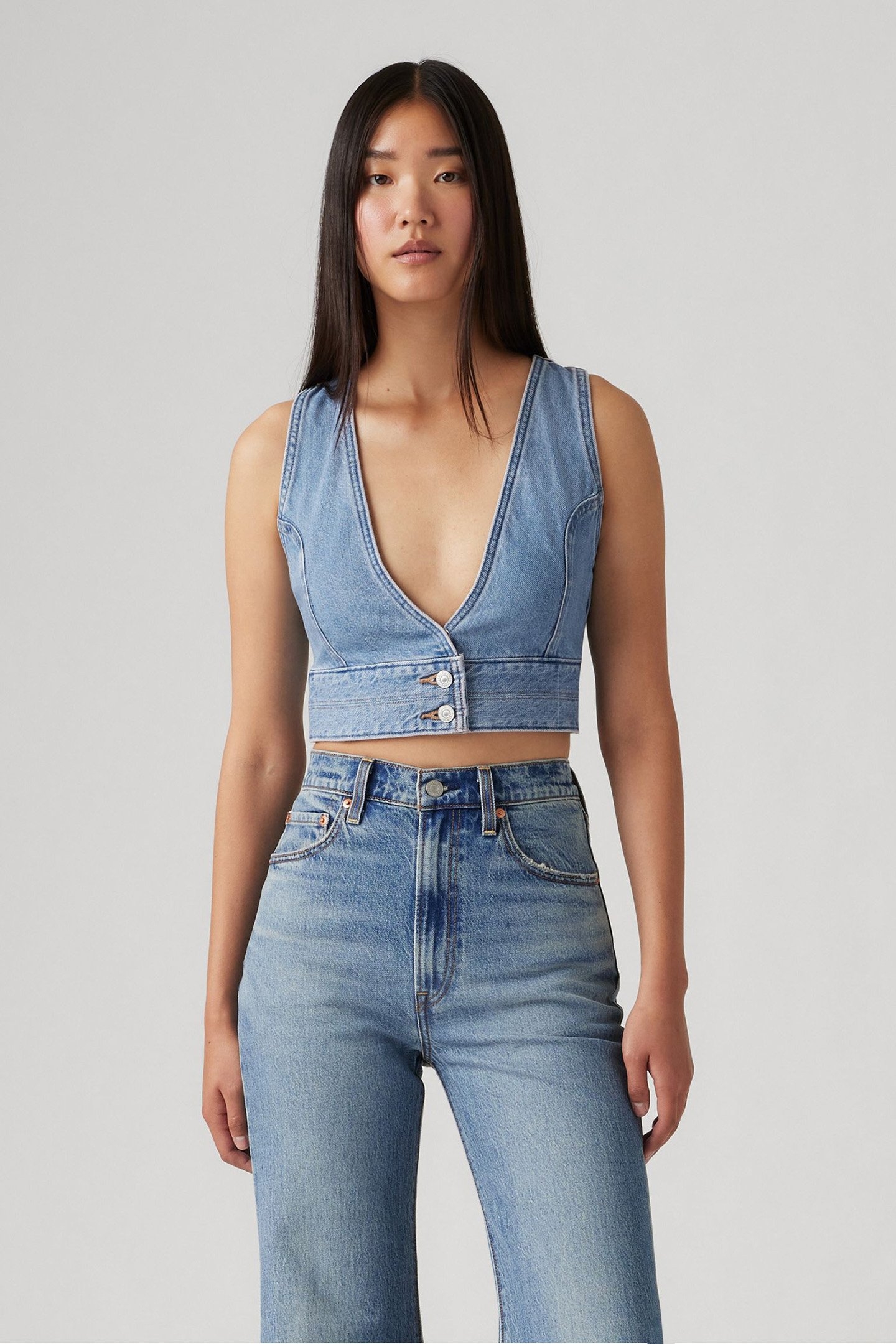 RAINE DENIM CROP TOP CHECK YOURSELF 2 1