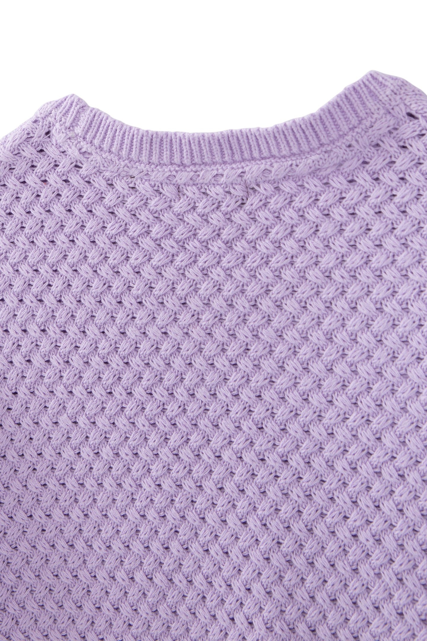 GIRLS' LILAC CROSS STITCH KNIT SWEATER 4