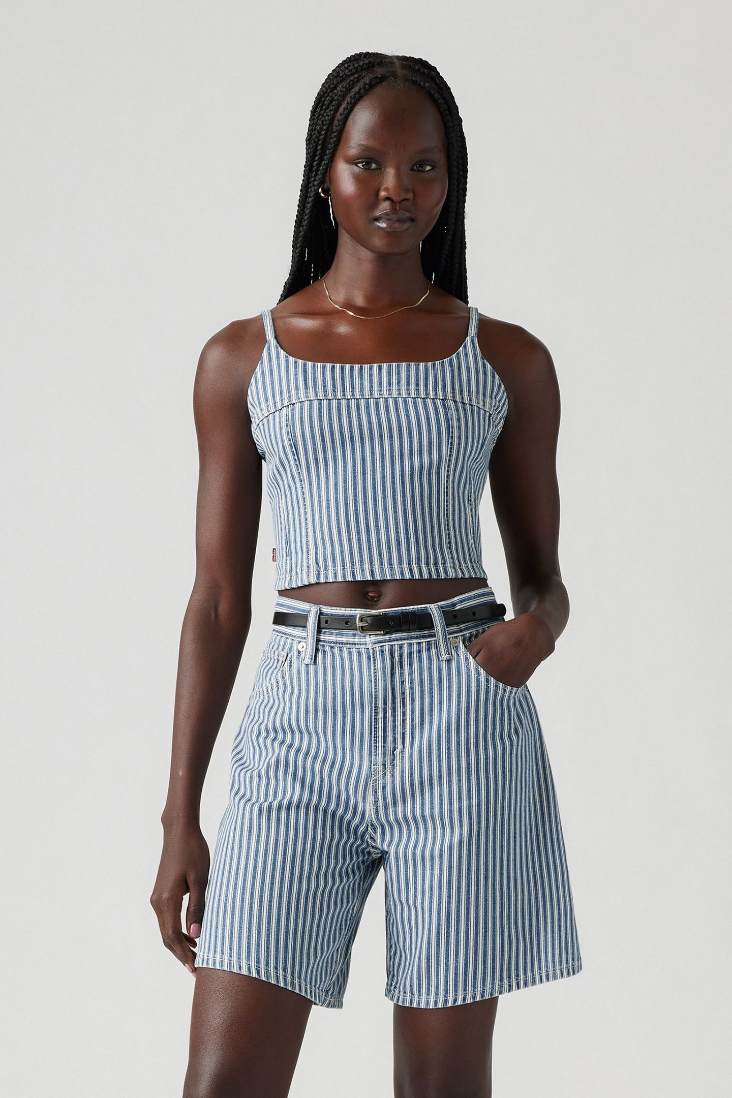 JADINE DENIM CAMI TANK MISCHA STRIPE 1