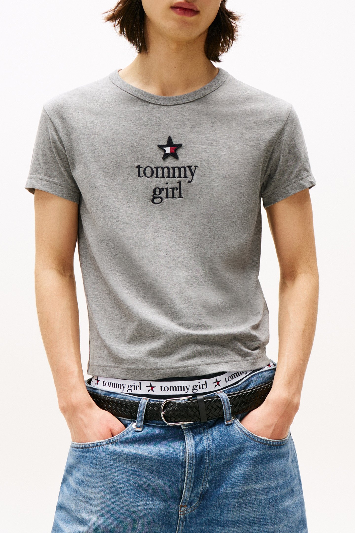 TOMMY GIRL GRAPHIC T-SHIRT LIGHT GREY MARL 1