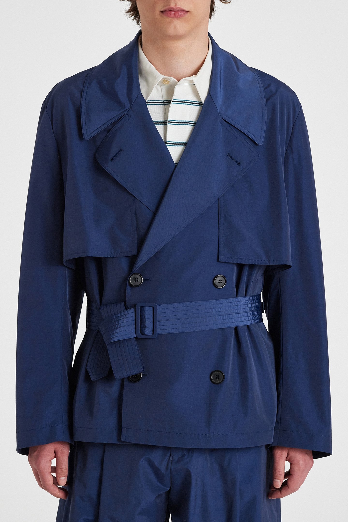 MENS SHORT COAT WITH BELT INDIGO 1