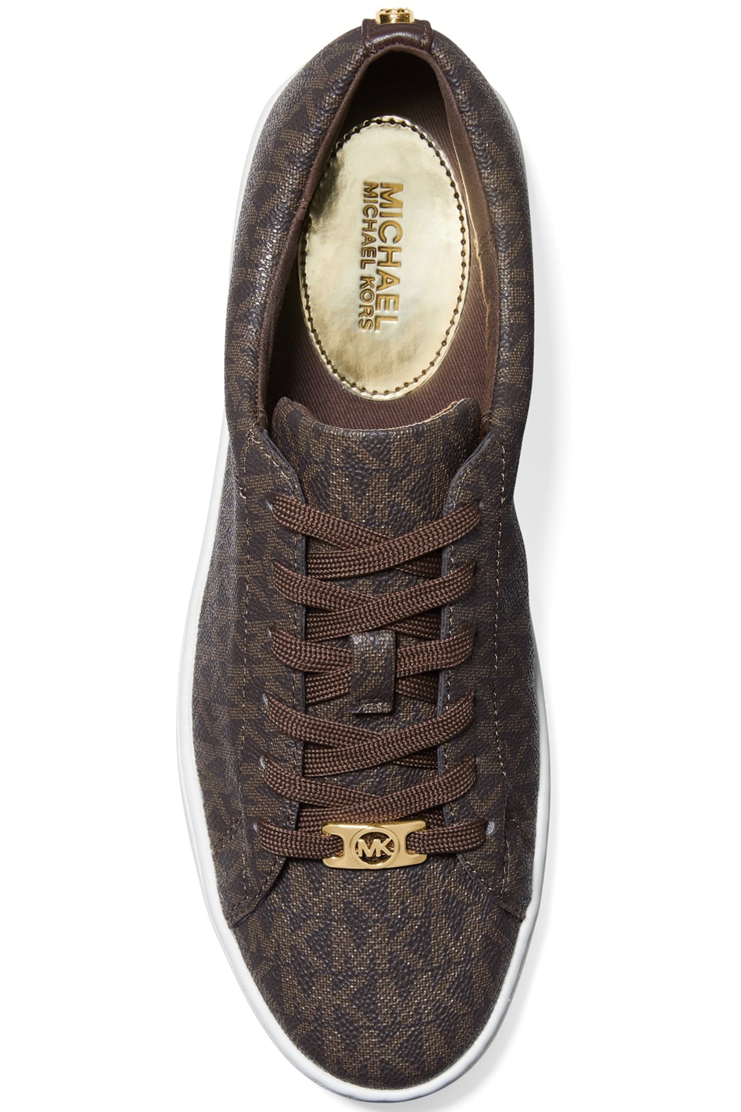 KEATON LACE UP TRAINER IN SIGNATURE PRINT IN BROWN 3
