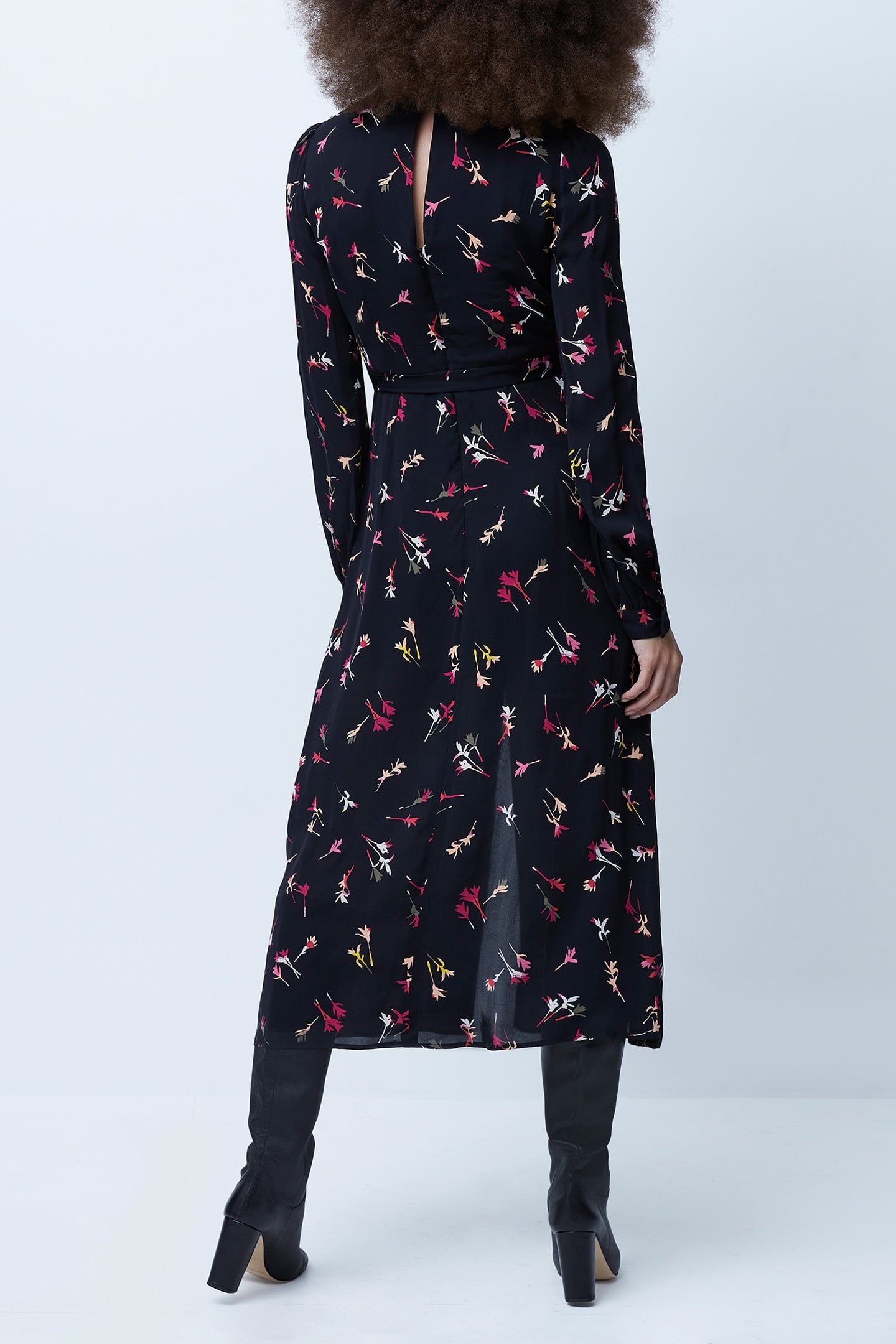 CHIARA DRAPE MIDAXI DRESS BLACK MULTI 2