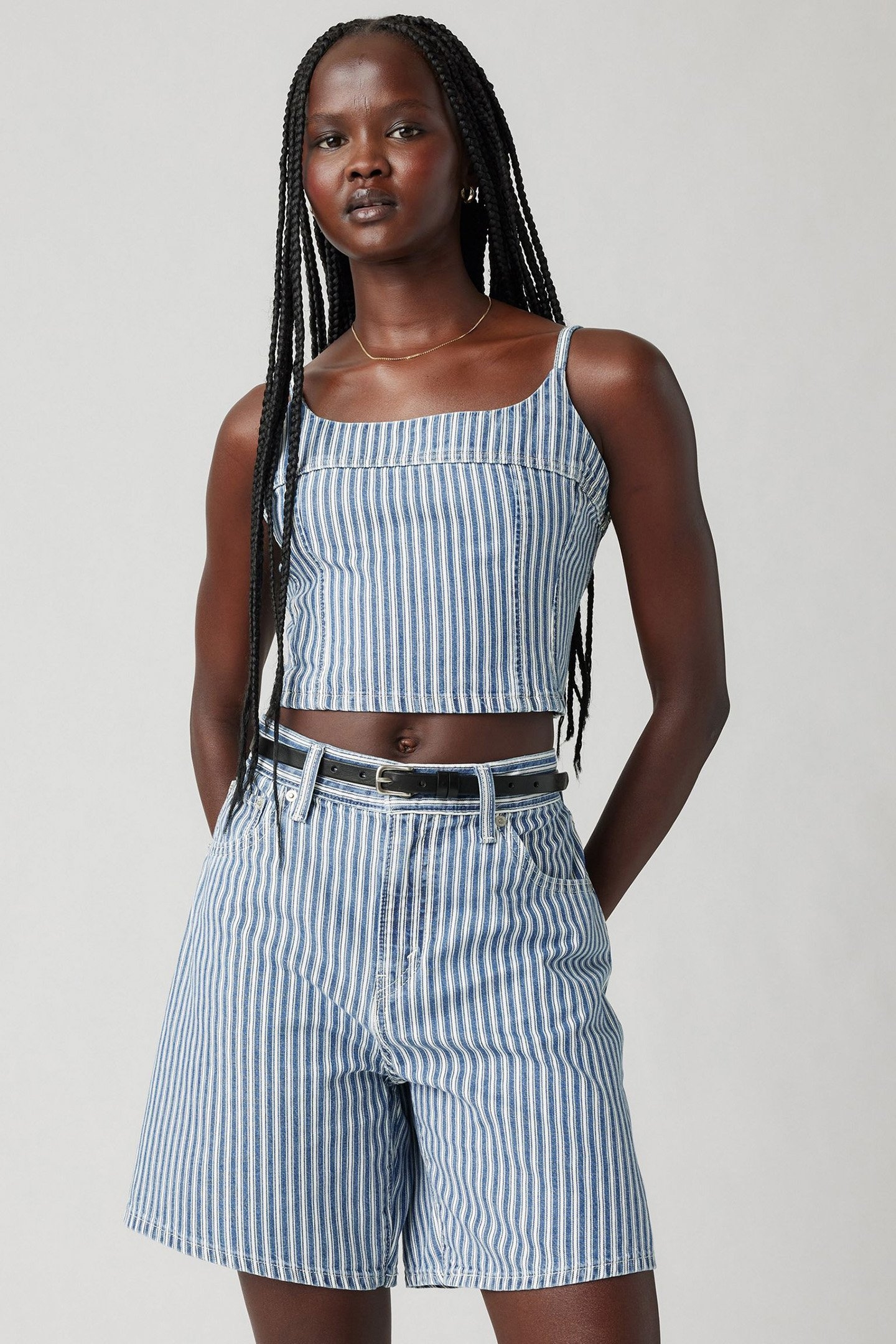 JADINE DENIM CAMI TANK MISCHA STRIPE 4