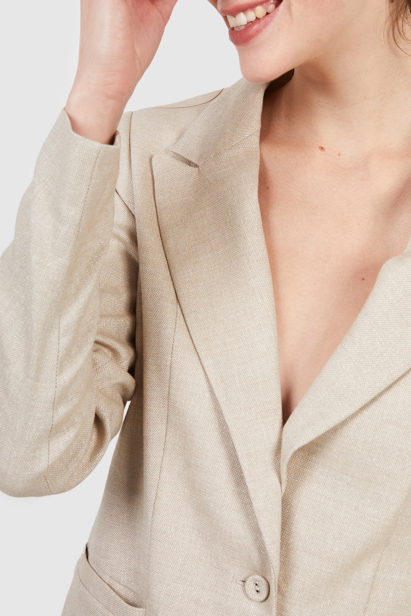 IRIDESCENT BEIGE LINEN-BLEND SUIT JACKET 4