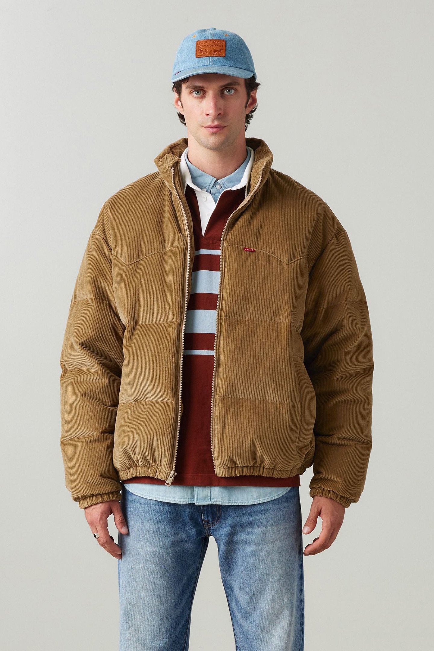 SUNSET PUFFER JACKET IN BROWN CORD 1