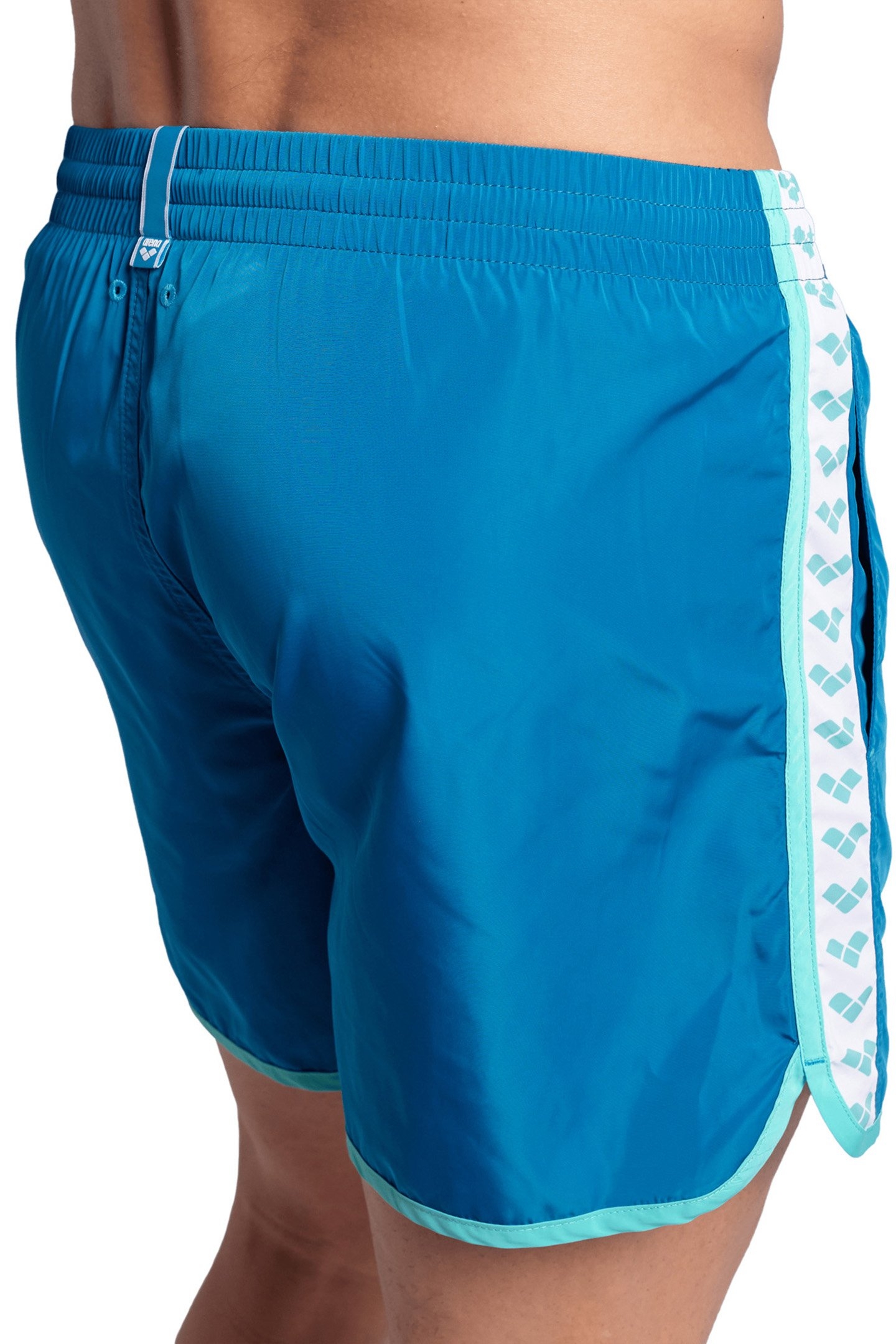 MEN'S ARENA TEAM STRIPE BEACH SHORT BLUE COSMO-WATER-WHITE 5