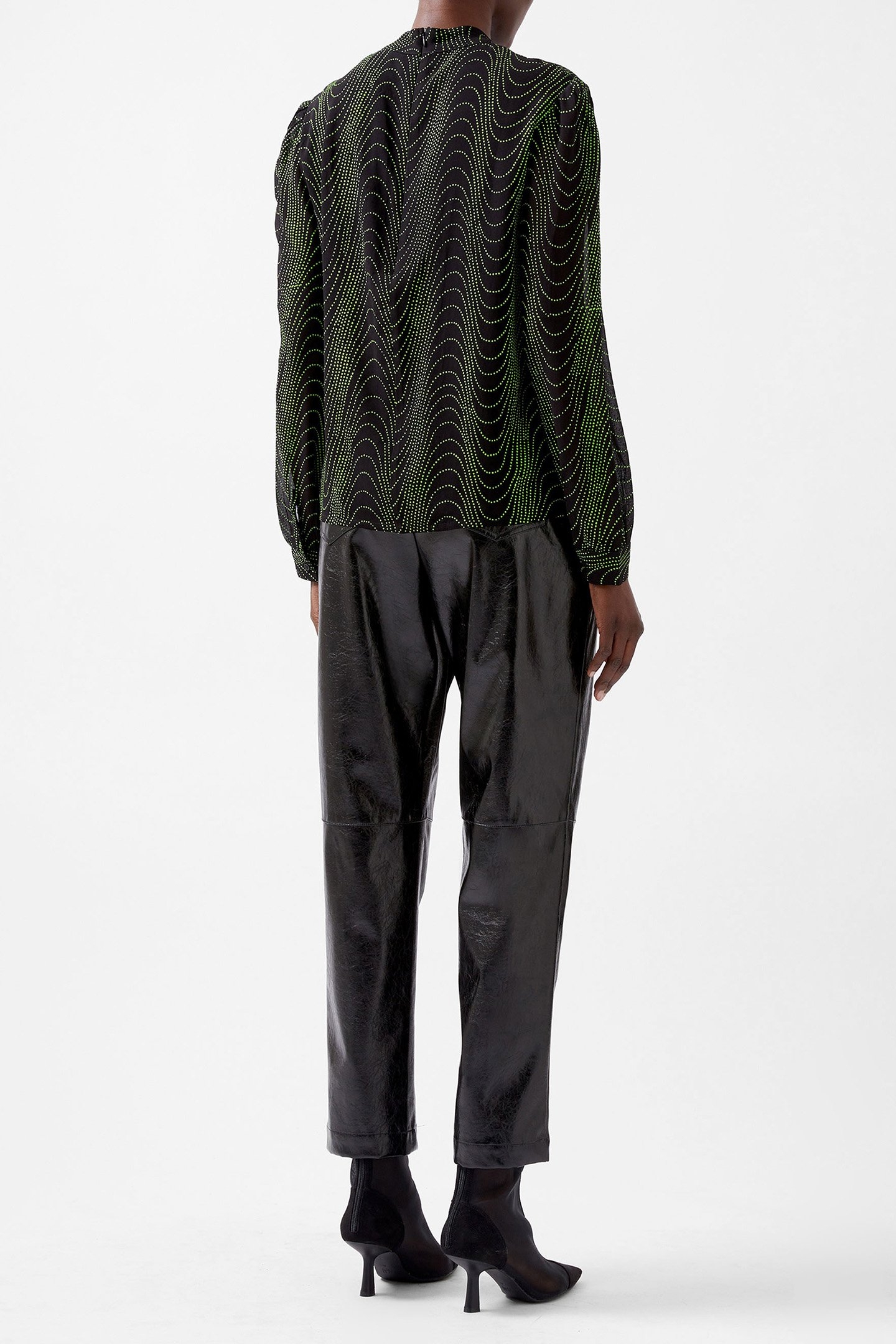 GRACE ALOHI LUREX LS BLOUSE BLACKOUT/VIVID GREEN 3