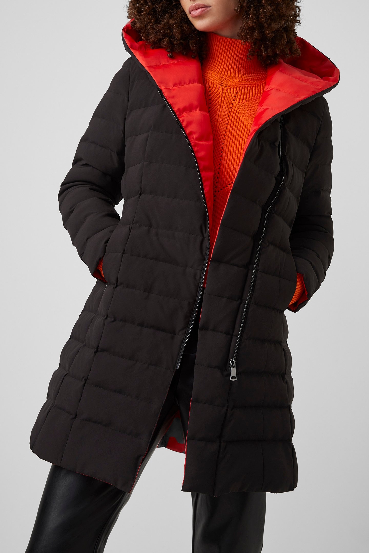IOLANI PUFFER COAT BLACK/ SETTING SUN 1