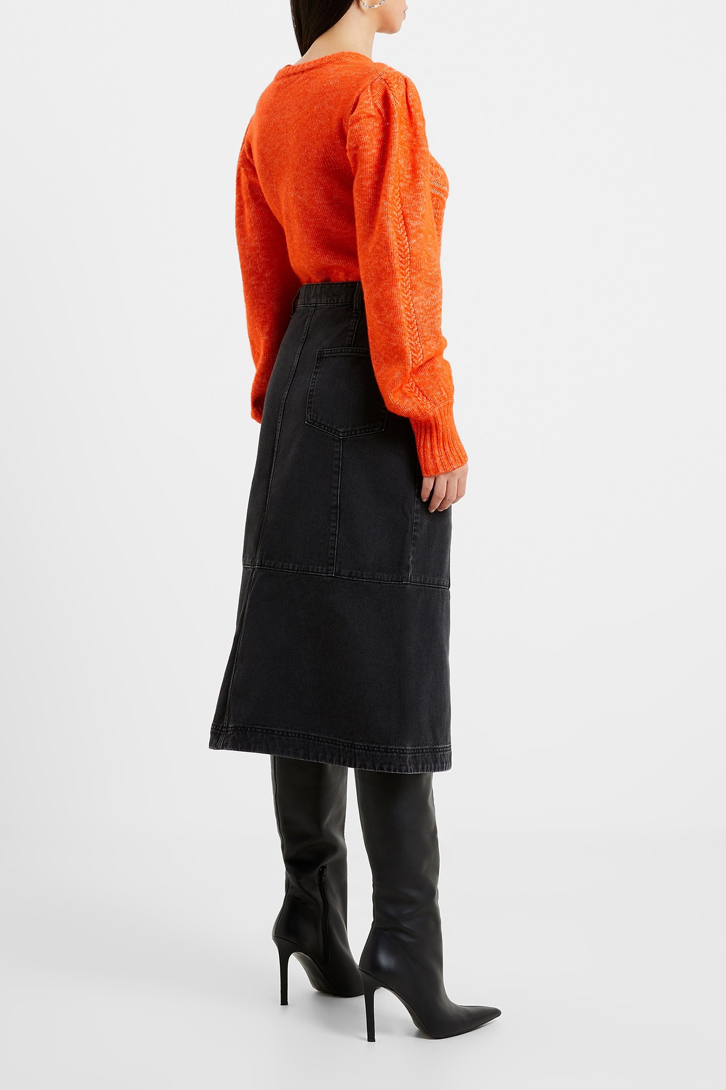 DENVER DENIM MIDI SKIRT VINTAGE BLACK 3