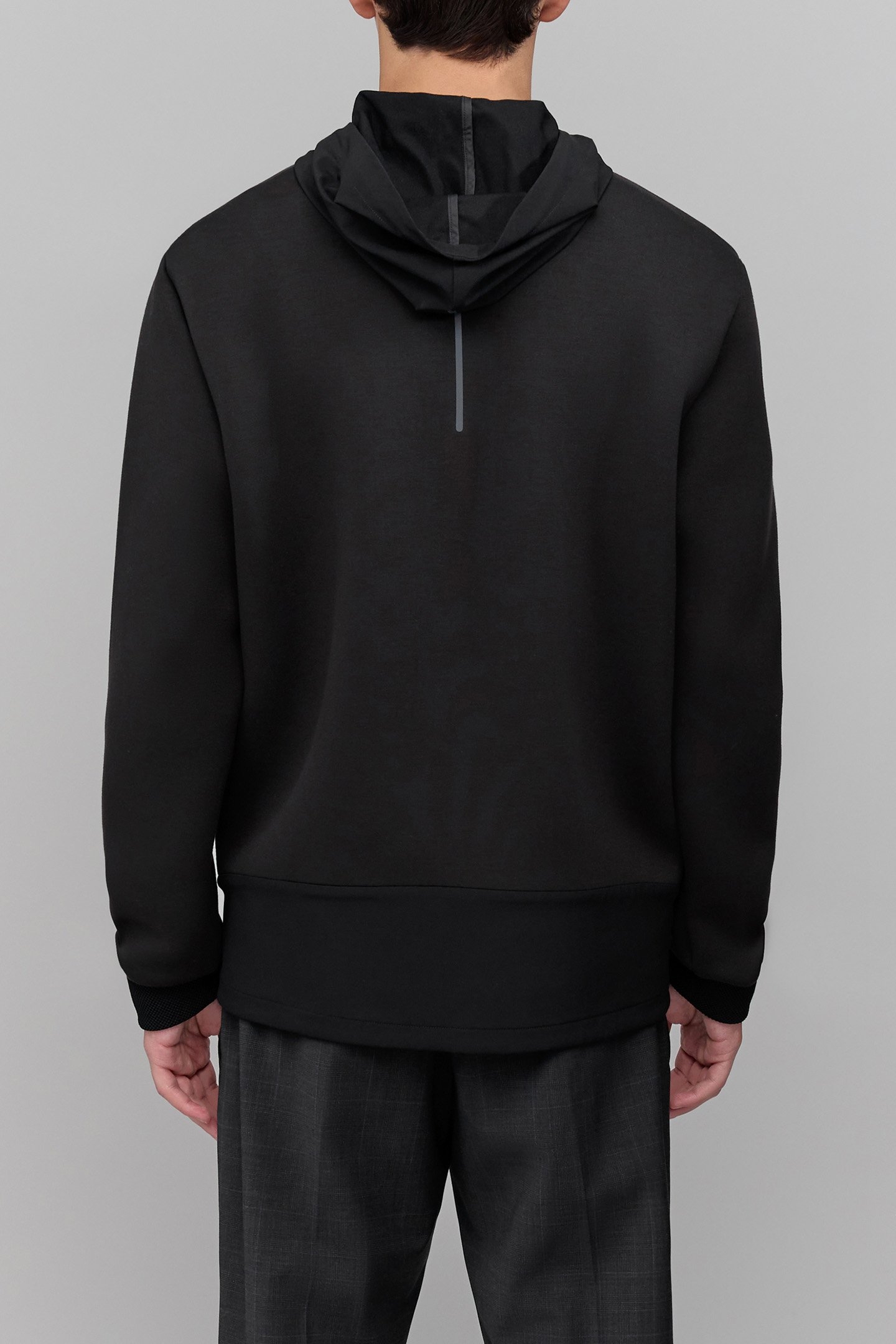 BLACK NEOPRENE HOODED SWEATSHIRT EASY CARE HOMME 2