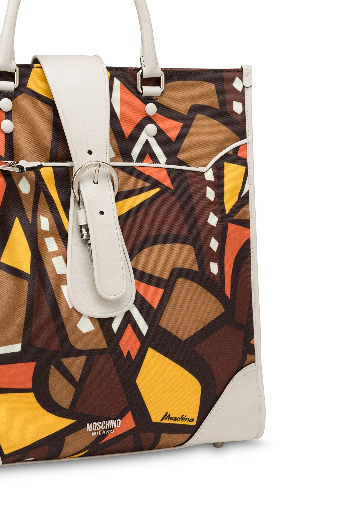 WOOD PRINT CANVAS SHOPPER BROWN 4