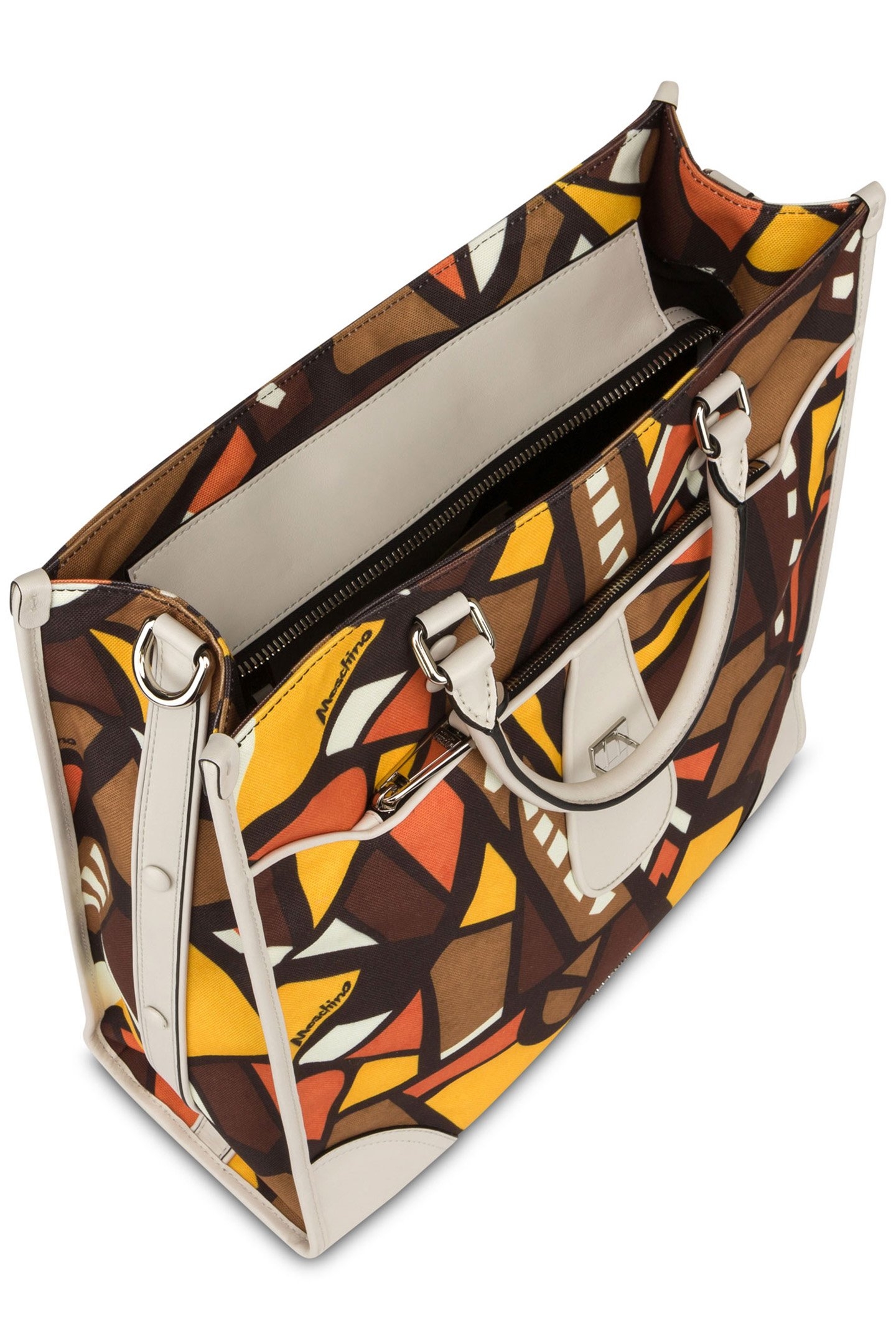 WOOD PRINT CANVAS SHOPPER BROWN 3