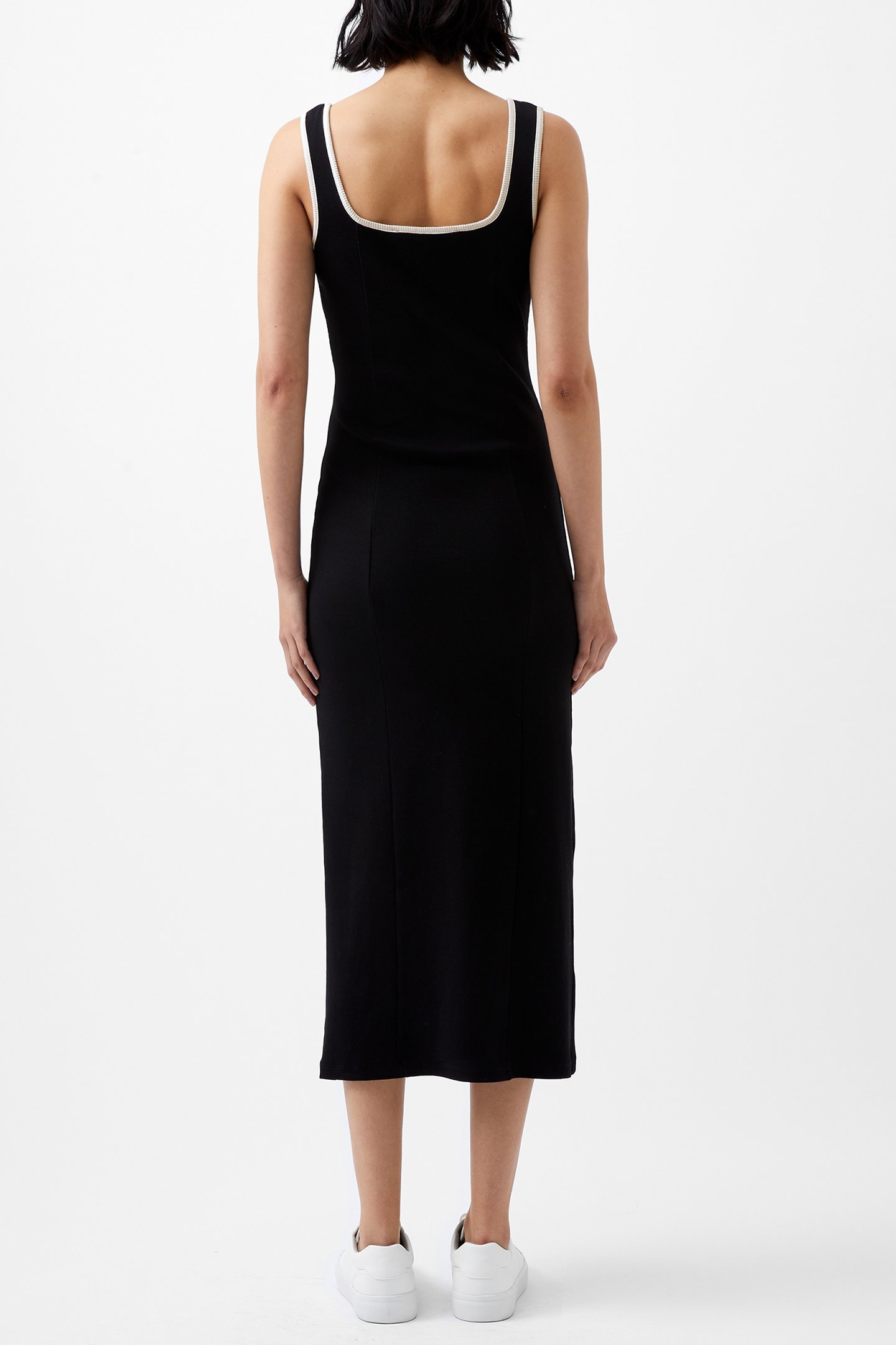 RASSIA RIB CONTRAST NK MIDI DR BLACK/PORCELAIN CREA 2