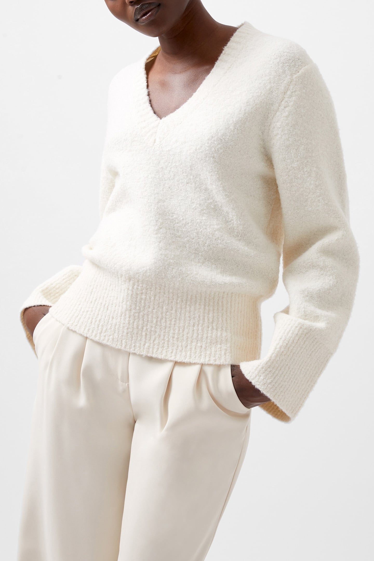 MELISSA BOUCLE V NK LS JUMPER PORCELAIN CREAM 4