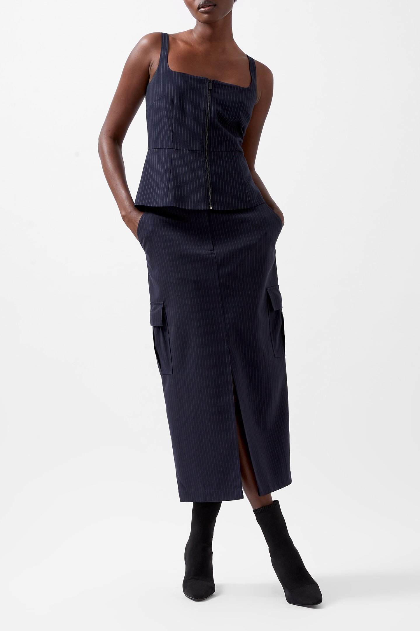 HAILEY PINSTRIPE STRAPPY TOP MARINE 2