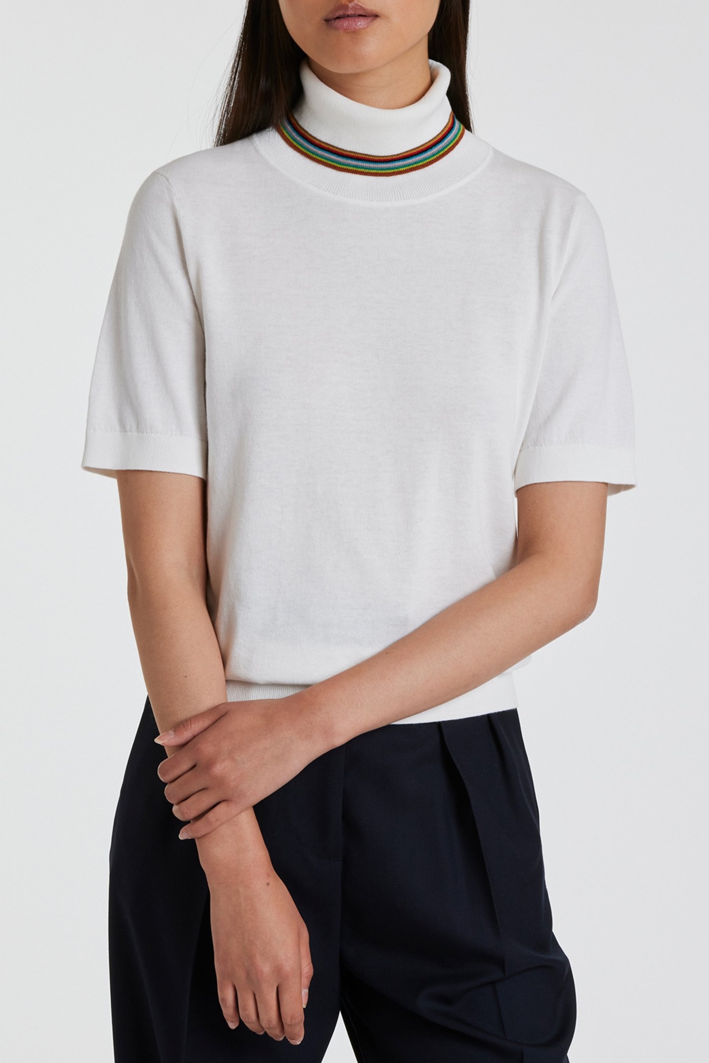 WOMENS KNITTED SS TOP PARCHMENT 1