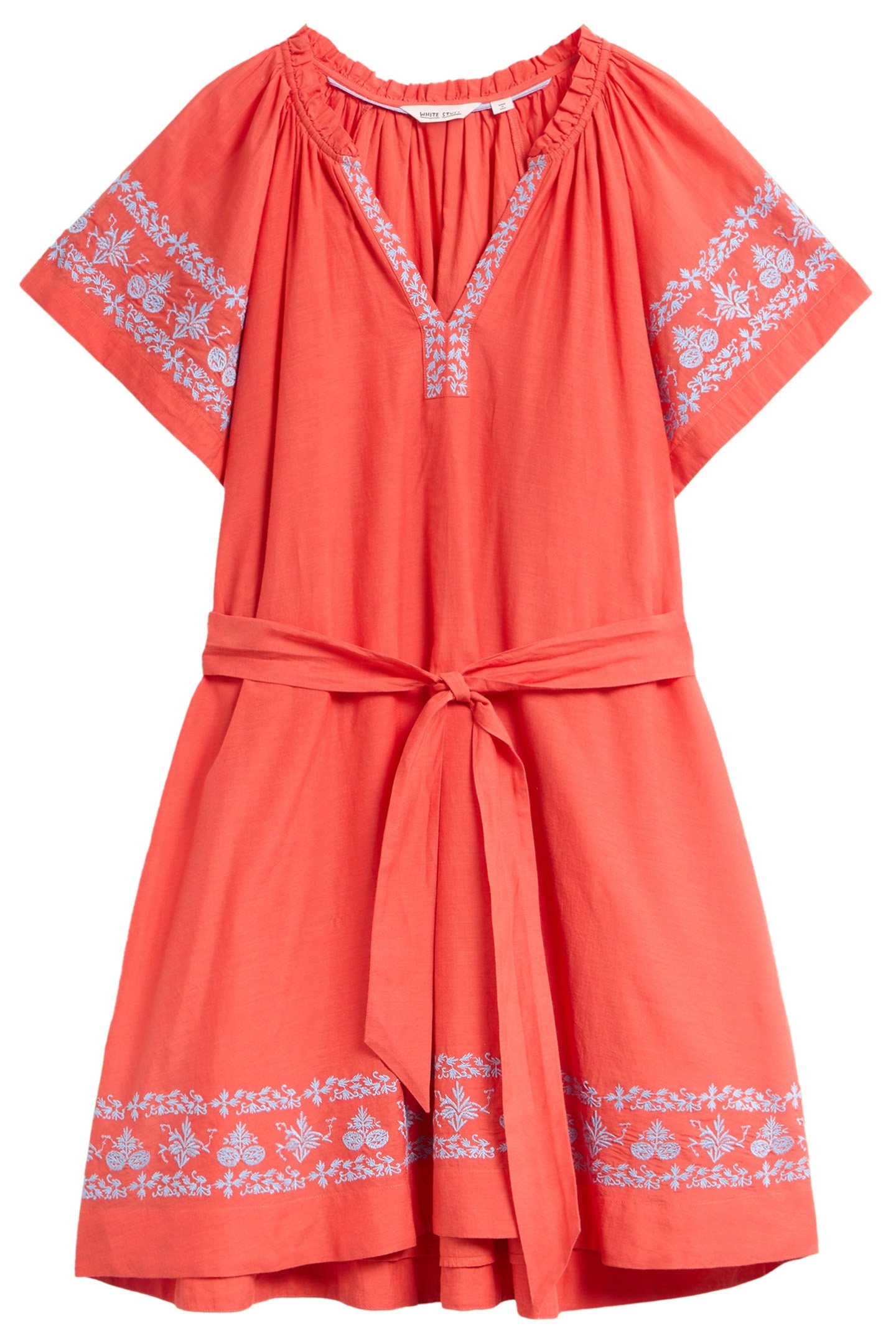 ANNA COTTON EMBROIDERED DRESS ORANGE MULTI 1