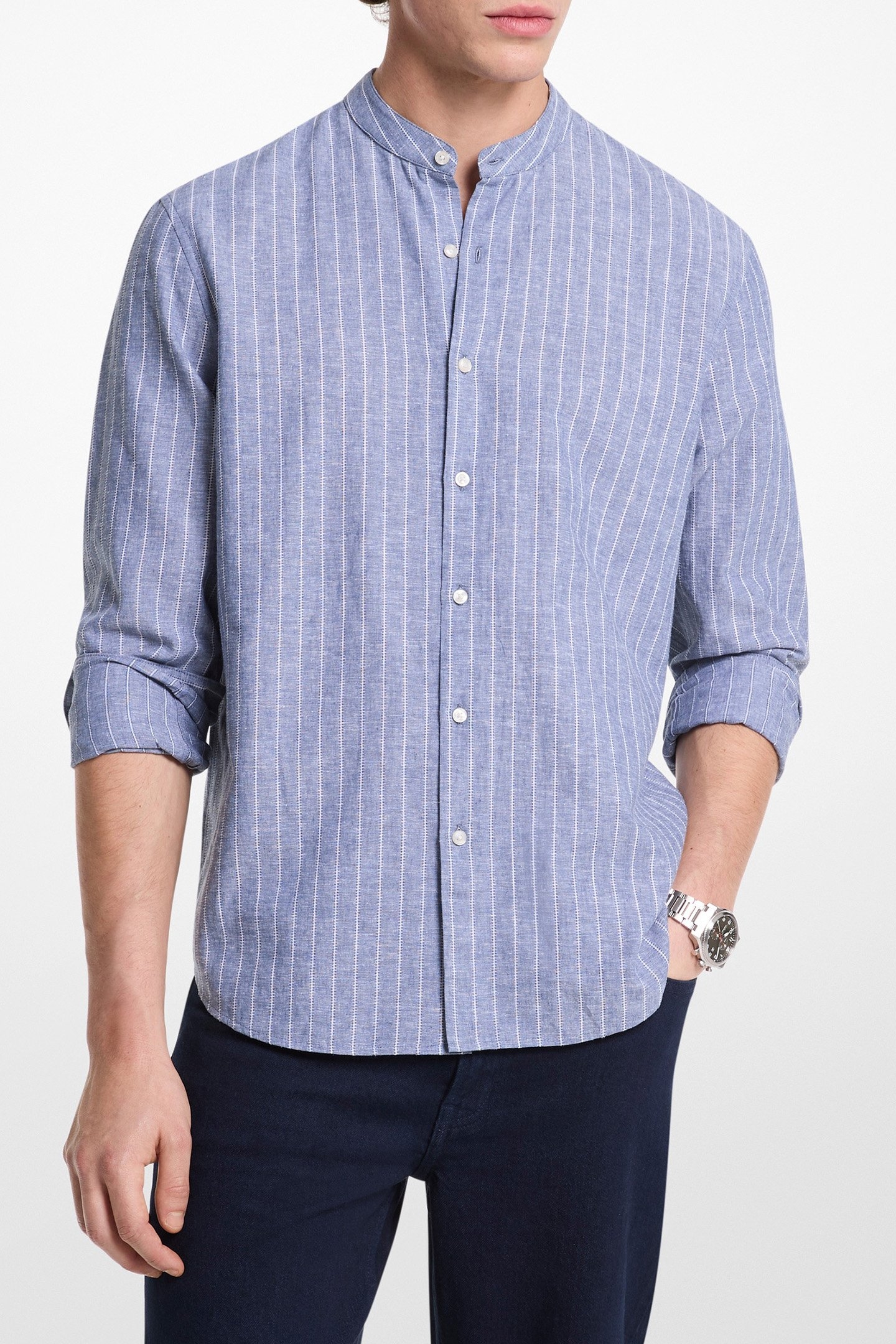 LONG SLEEVE SHIRT IN BLUE STRIPE 1