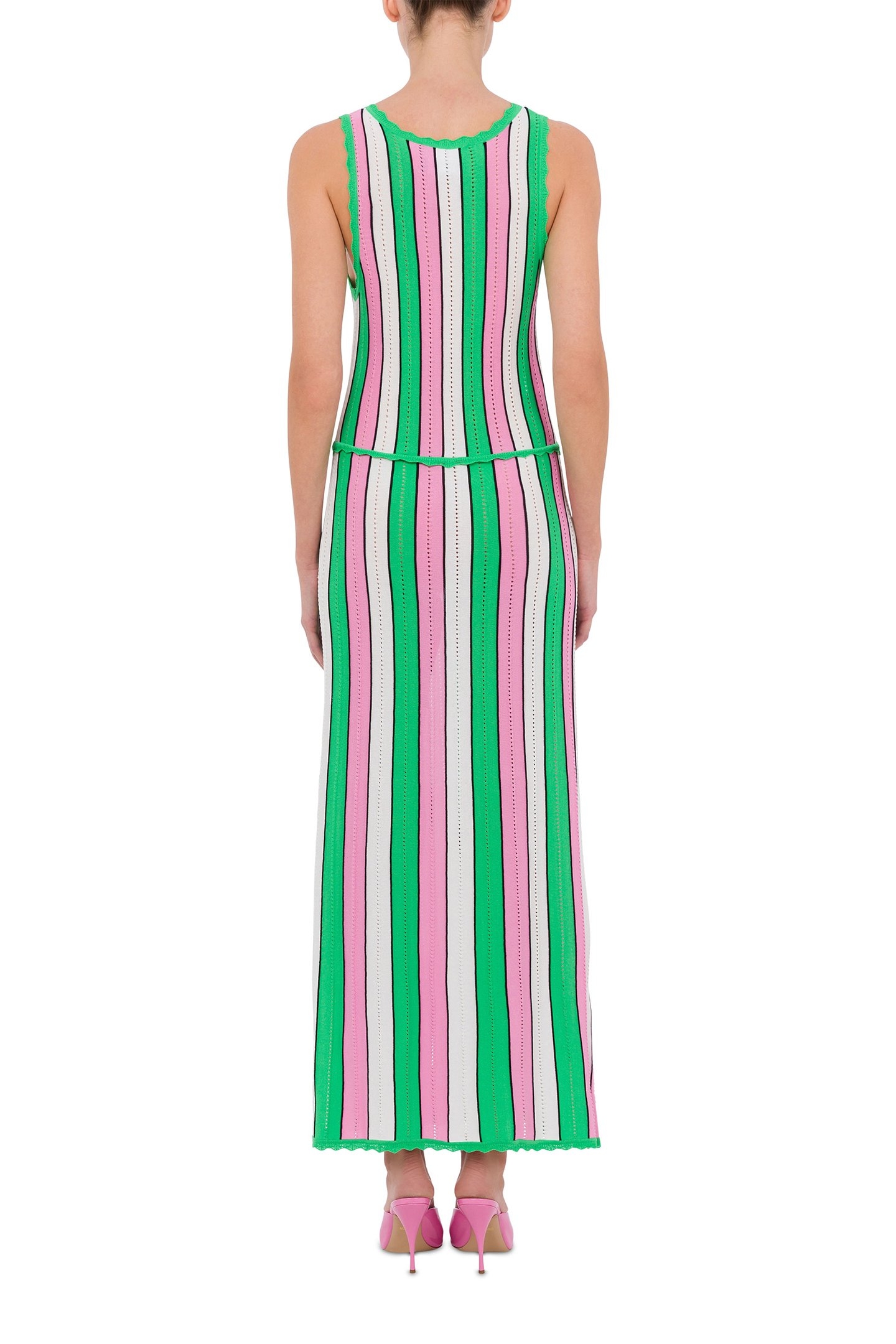 STRIPED STRETCH KNIT DRESS PINK 2