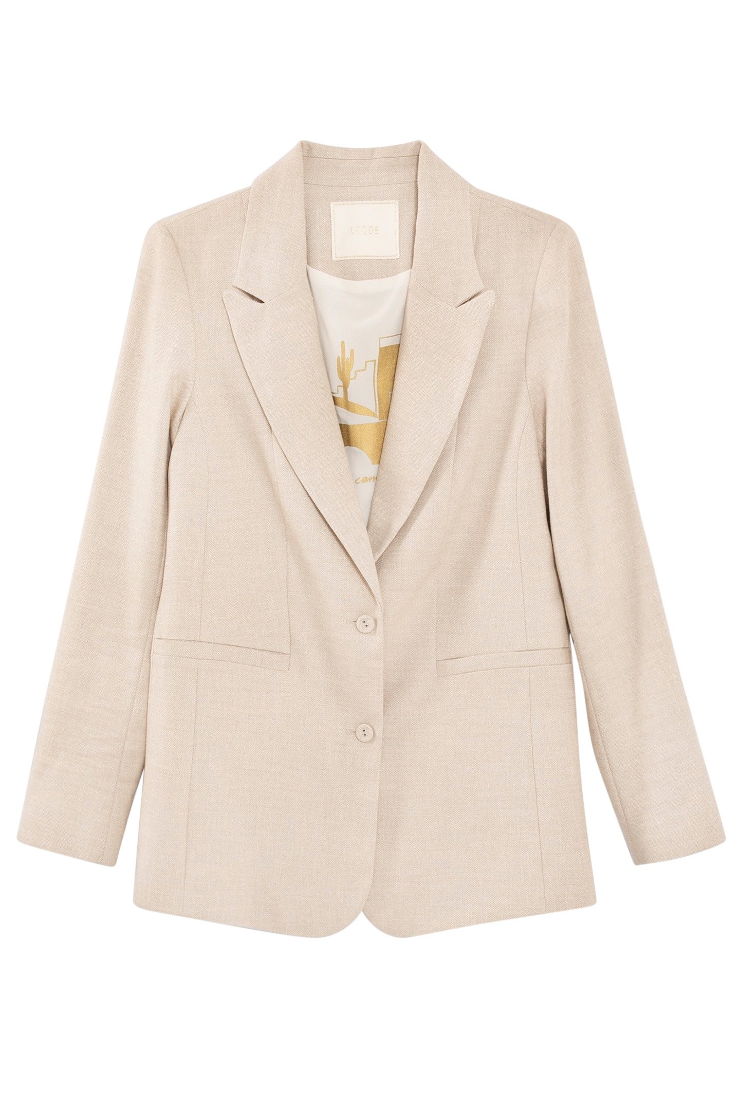 IRIDESCENT BEIGE LINEN-BLEND SUIT JACKET 3