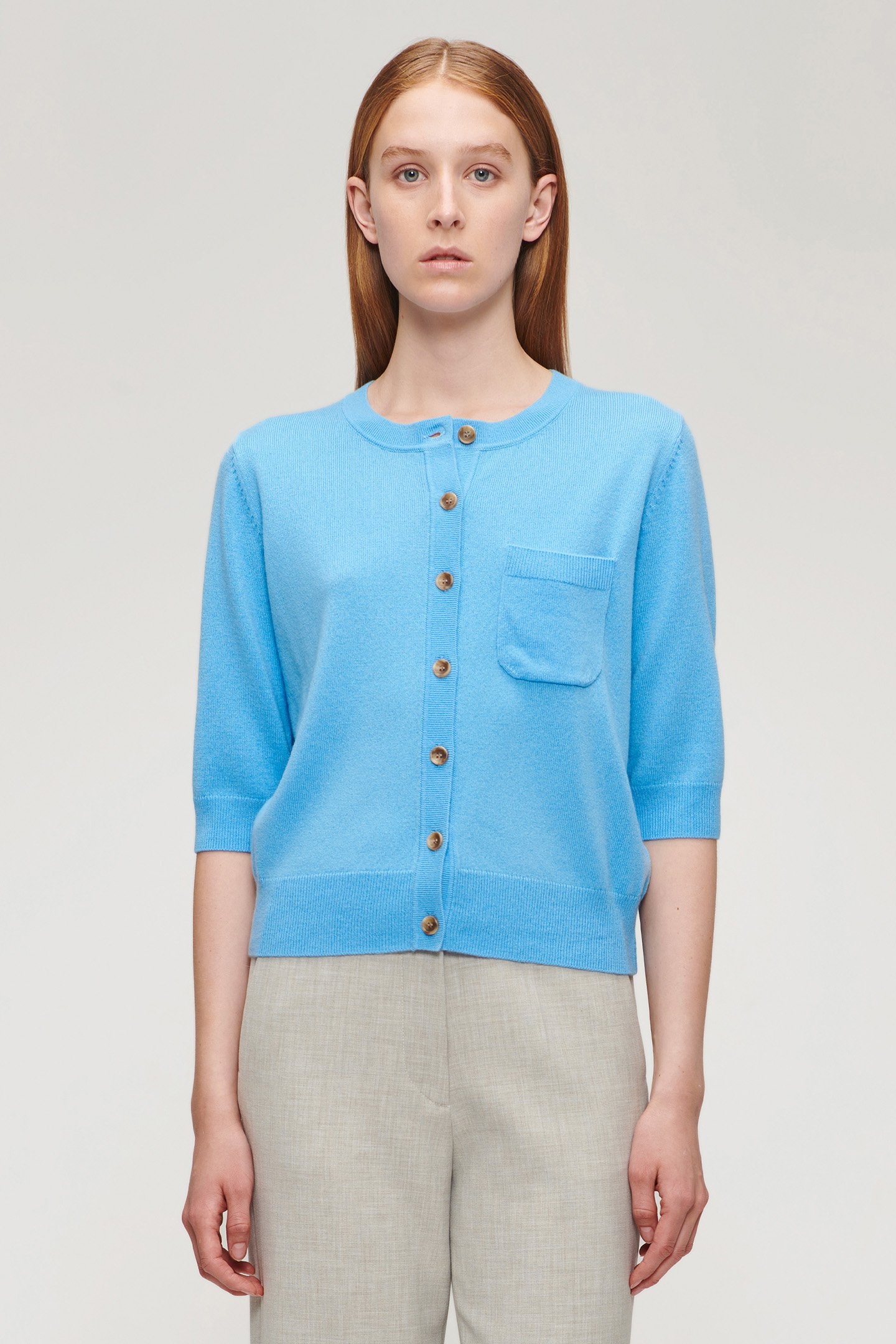 CASHMERE BLEND CARDI TOP BLUE BIRD 1