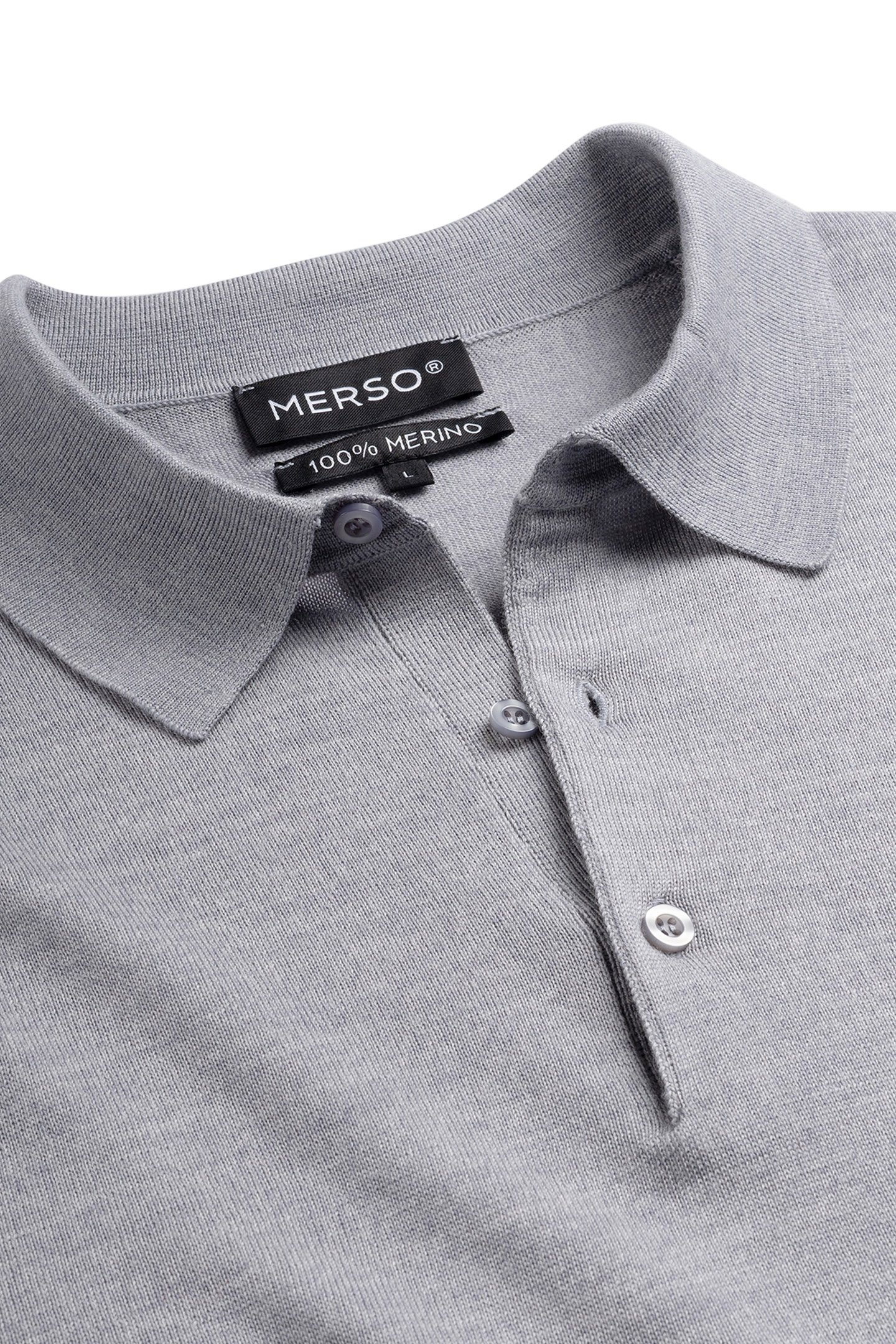POLO LONG SLEEVE 100% MERINO MOONSTONE GREY 6